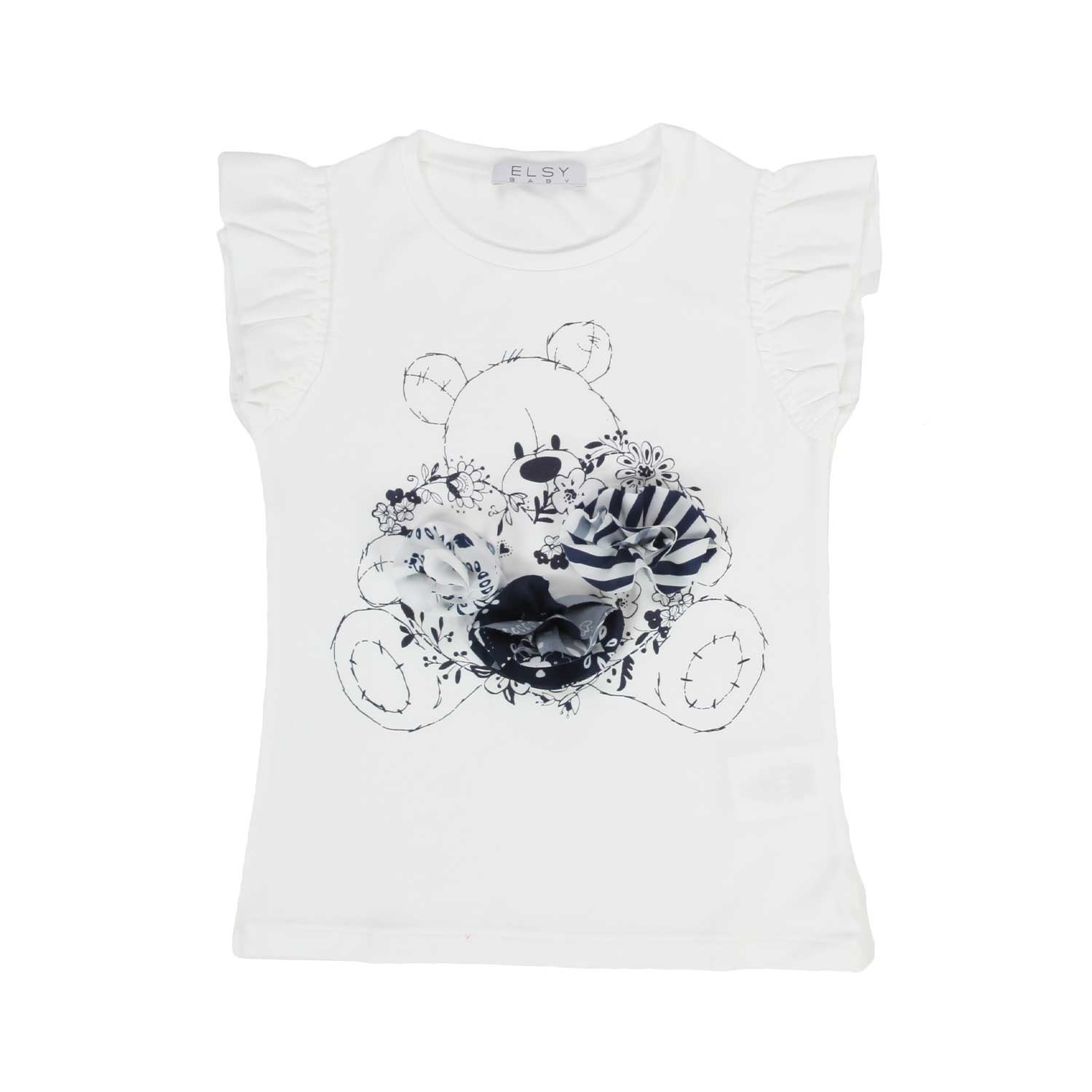T-SHIRT CON ORSACCHIOTTO BLU E ROUCHES BAMBINA - annameglio.com abbigliamento moda