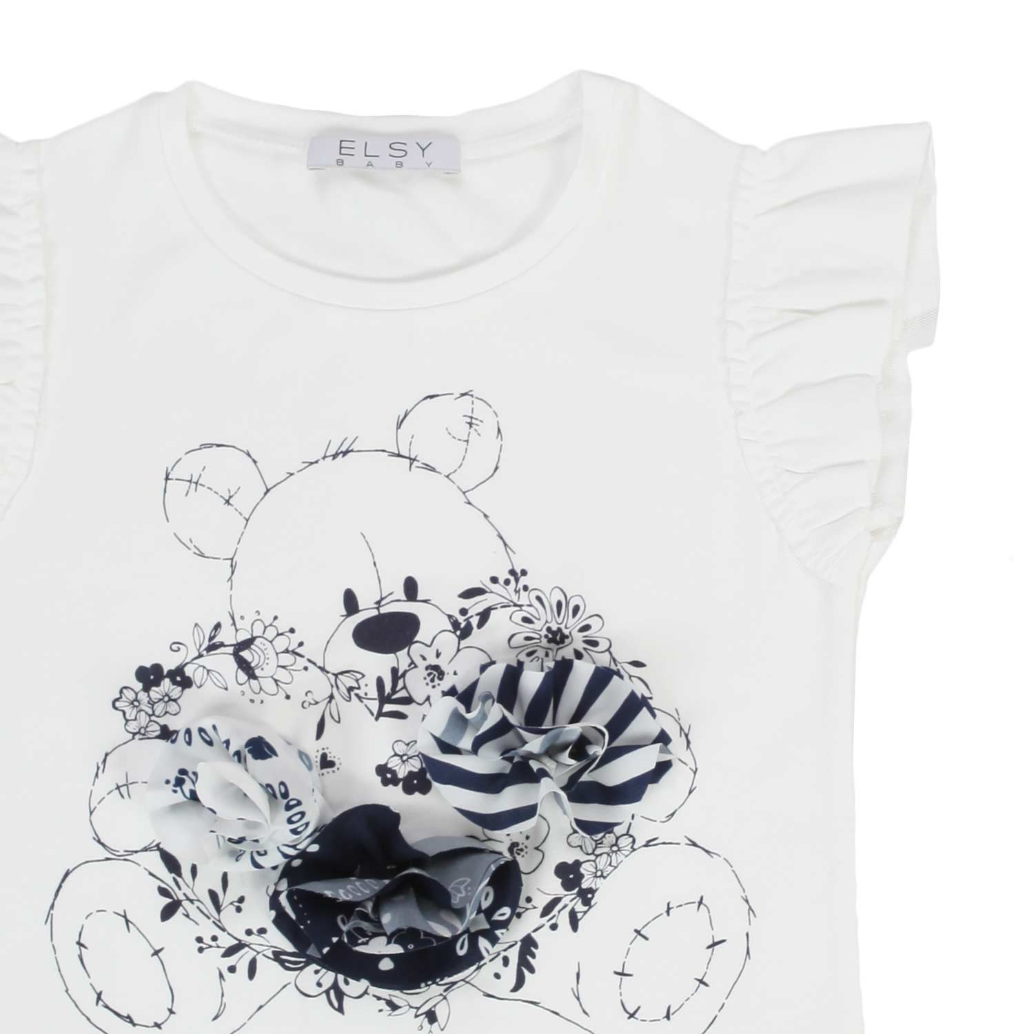 T-SHIRT CON ORSACCHIOTTO BLU E ROUCHES BAMBINA - annameglio.com abbigliamento moda