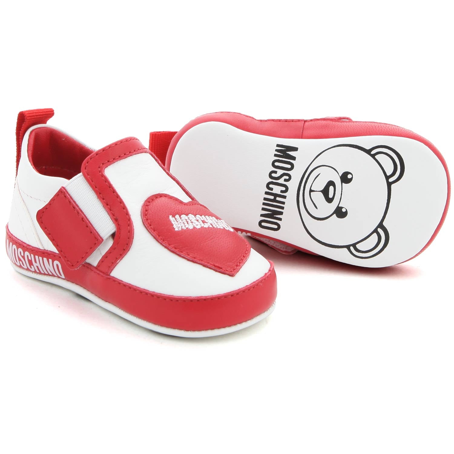 SNEAKER BIANCA CON CUORE ROSSO NEONATA - annameglio.com abbigliamento moda