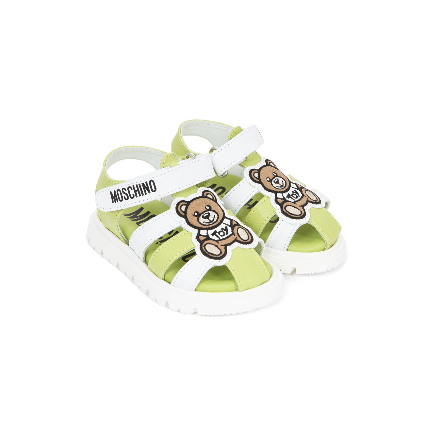 SANDALETTO TEDDY BEAR BIANCO E VERDE BABY UNISEX - annameglio.com abbigliamento moda