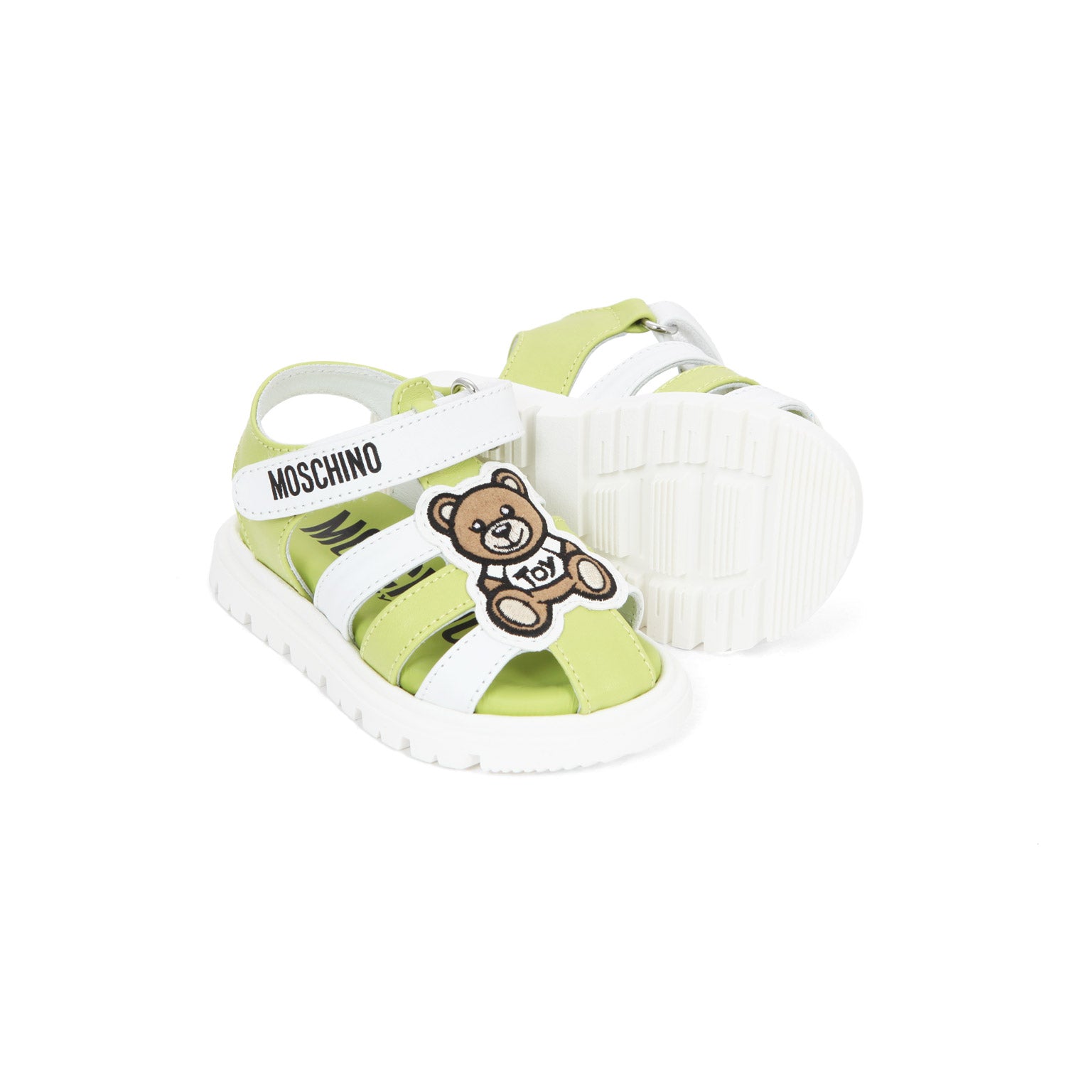 SANDALETTO TEDDY BEAR BIANCO E VERDE BABY UNISEX - annameglio.com abbigliamento moda