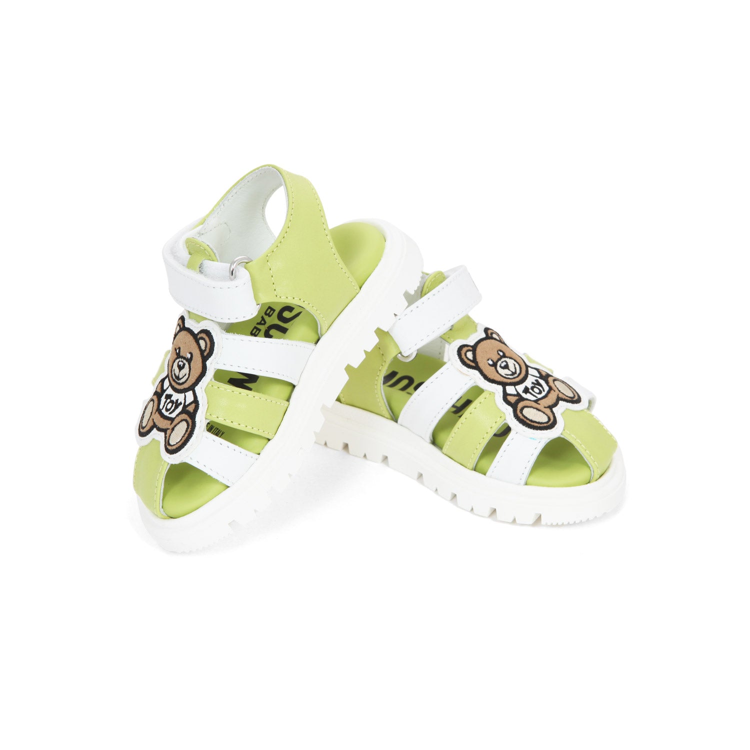 SANDALETTO TEDDY BEAR BIANCO E VERDE BABY UNISEX - annameglio.com abbigliamento moda