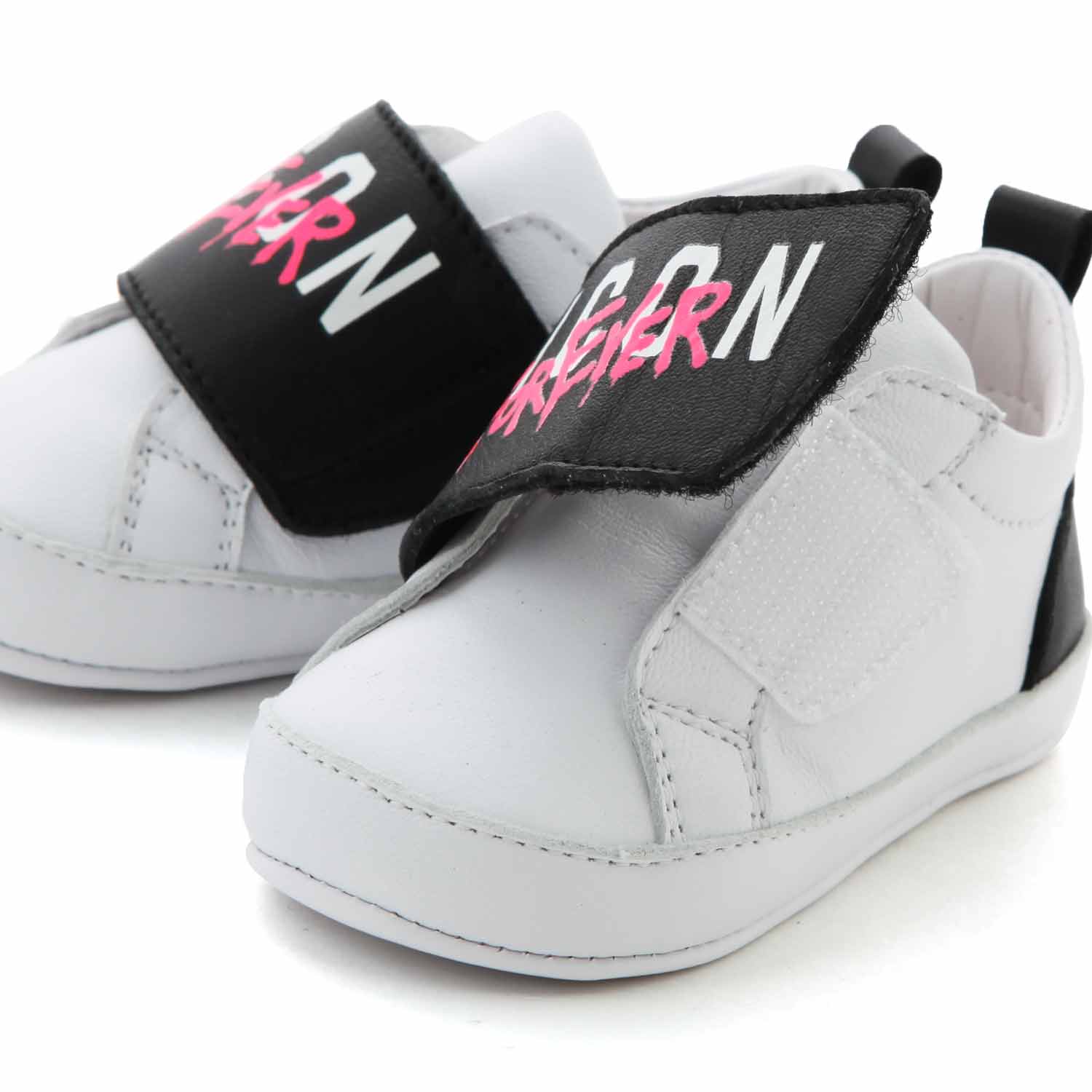 SNEAKER D2 A STRAPPO BIANCA E NERA NEONATA - annameglio.com abbigliamento moda