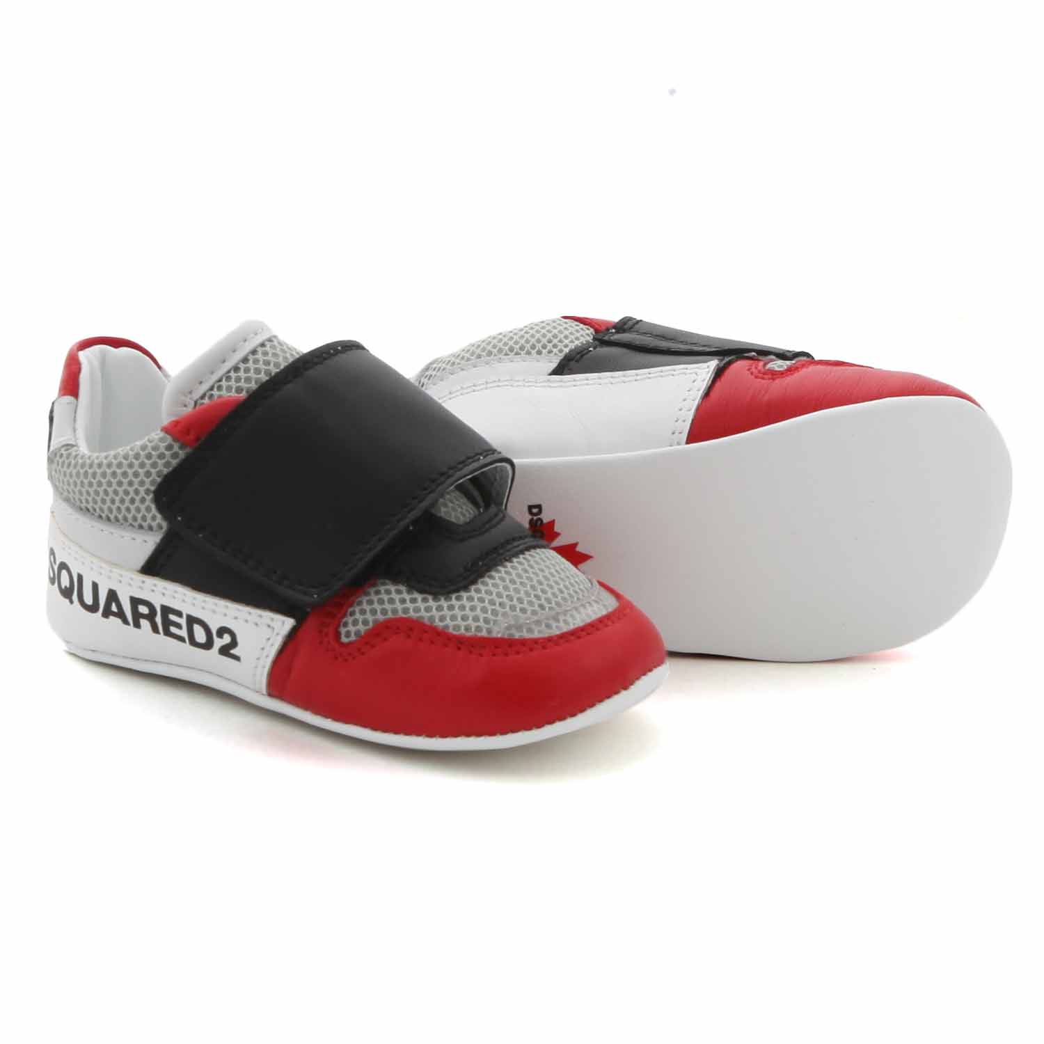 SNEAKER D2 A STRAPPO BIANCA, ROSSA E NERA NEONATO - annameglio.com abbigliamento moda