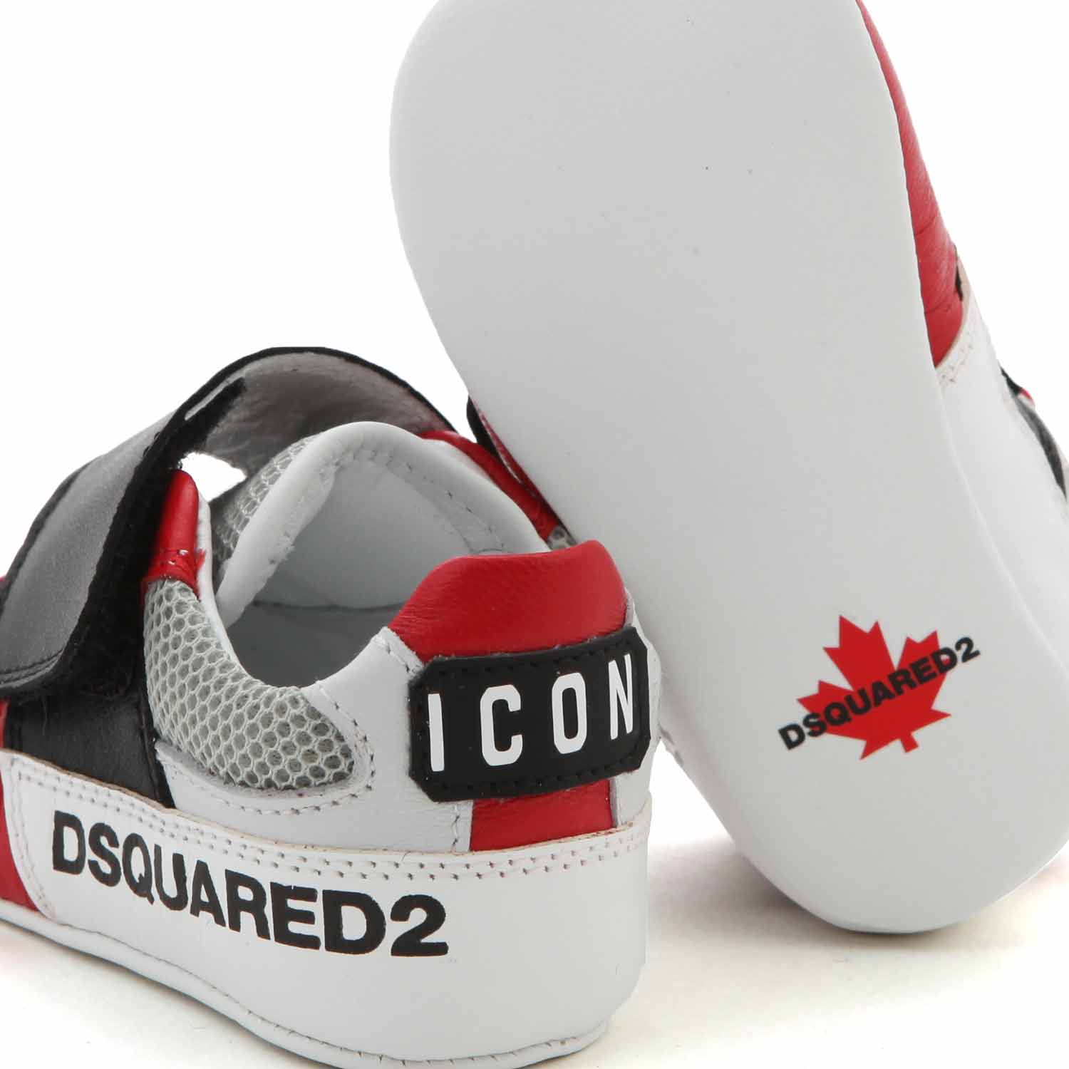 SNEAKER D2 A STRAPPO BIANCA, ROSSA E NERA NEONATO - annameglio.com abbigliamento moda