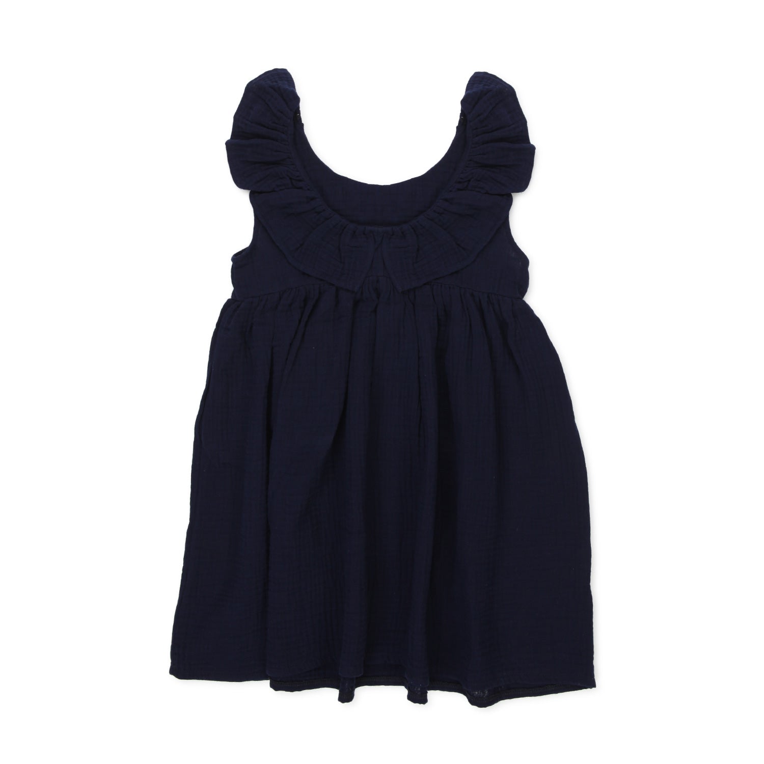 ABITO SMANICATO BLU CON VOLANT BAMBINA - annameglio.com abbigliamento moda