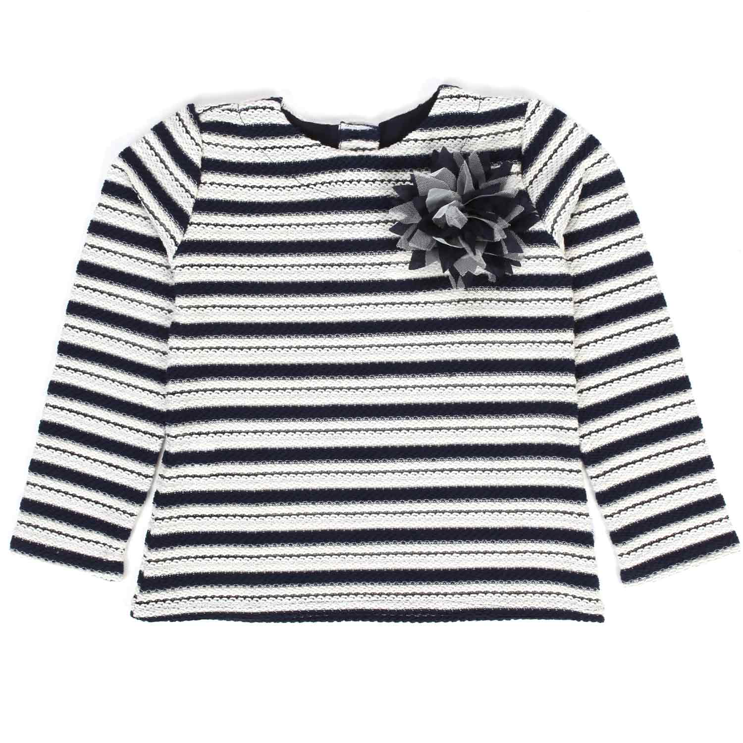 MAGLIA BIANCA, BLU E ARGENTO A RIGHE BAMBINA - annameglio.com abbigliamento moda