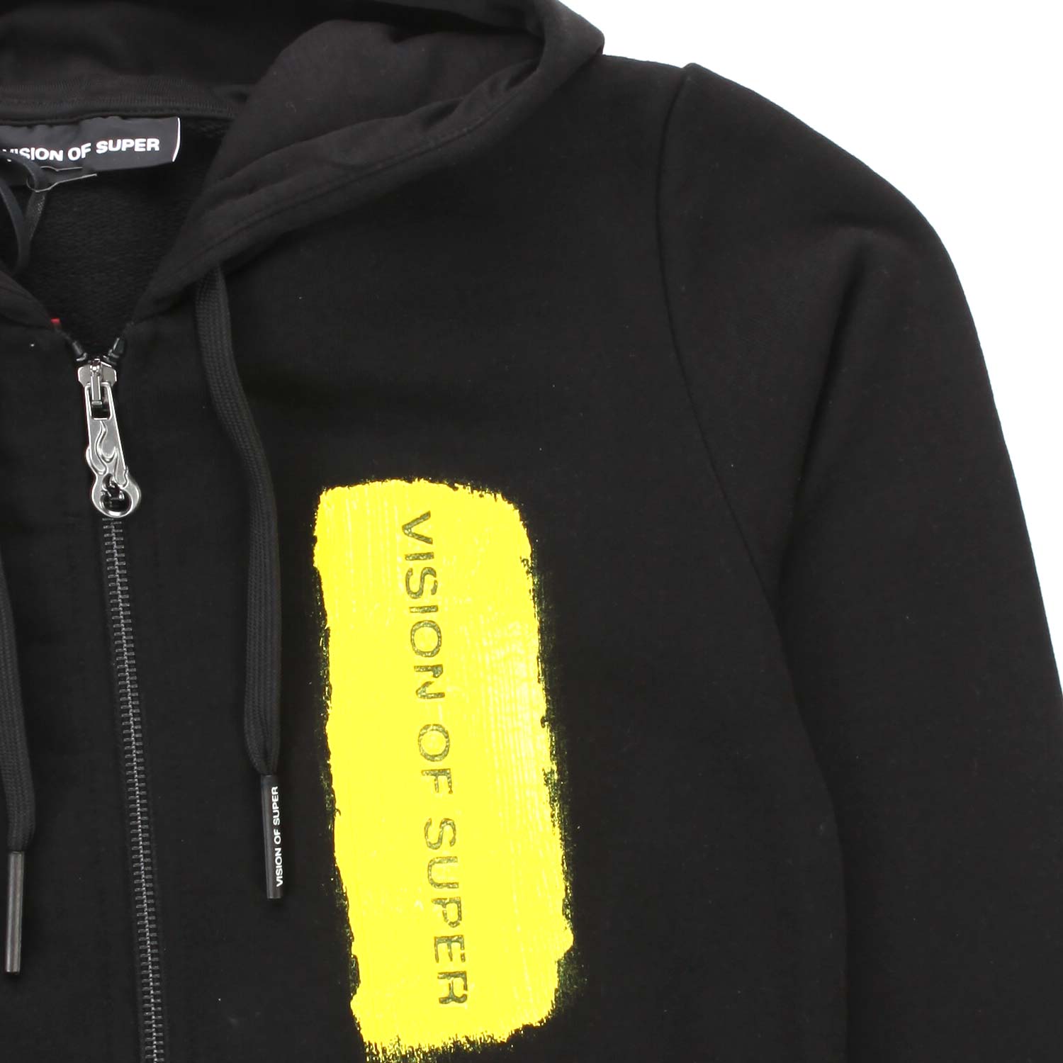 FELPA HOODIE NERA CON LOGO GIALLO E ZIP - annameglio.com abbigliamento moda