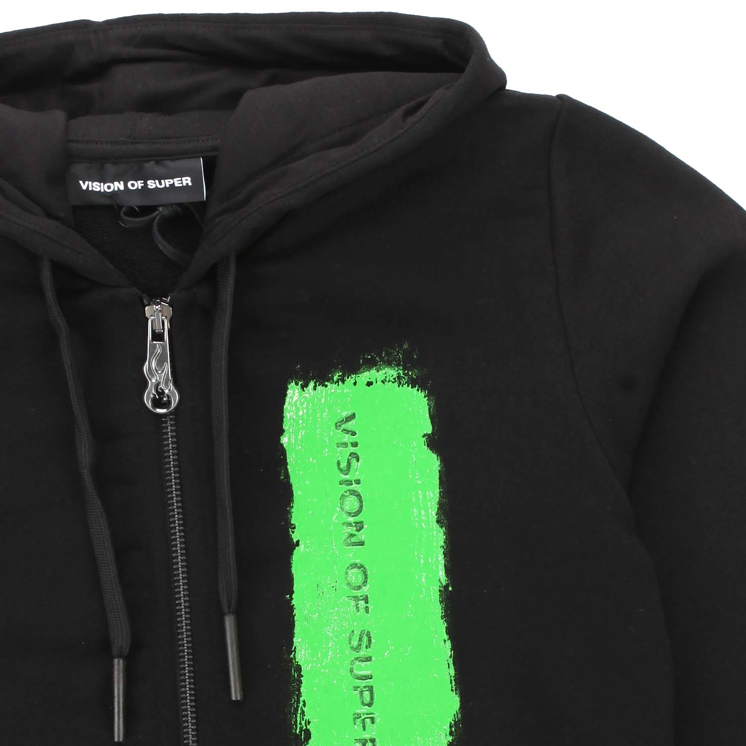 FELPA HOODIE NERA CON LOGO VERDE FLUO E ZIP - annameglio.com abbigliamento moda