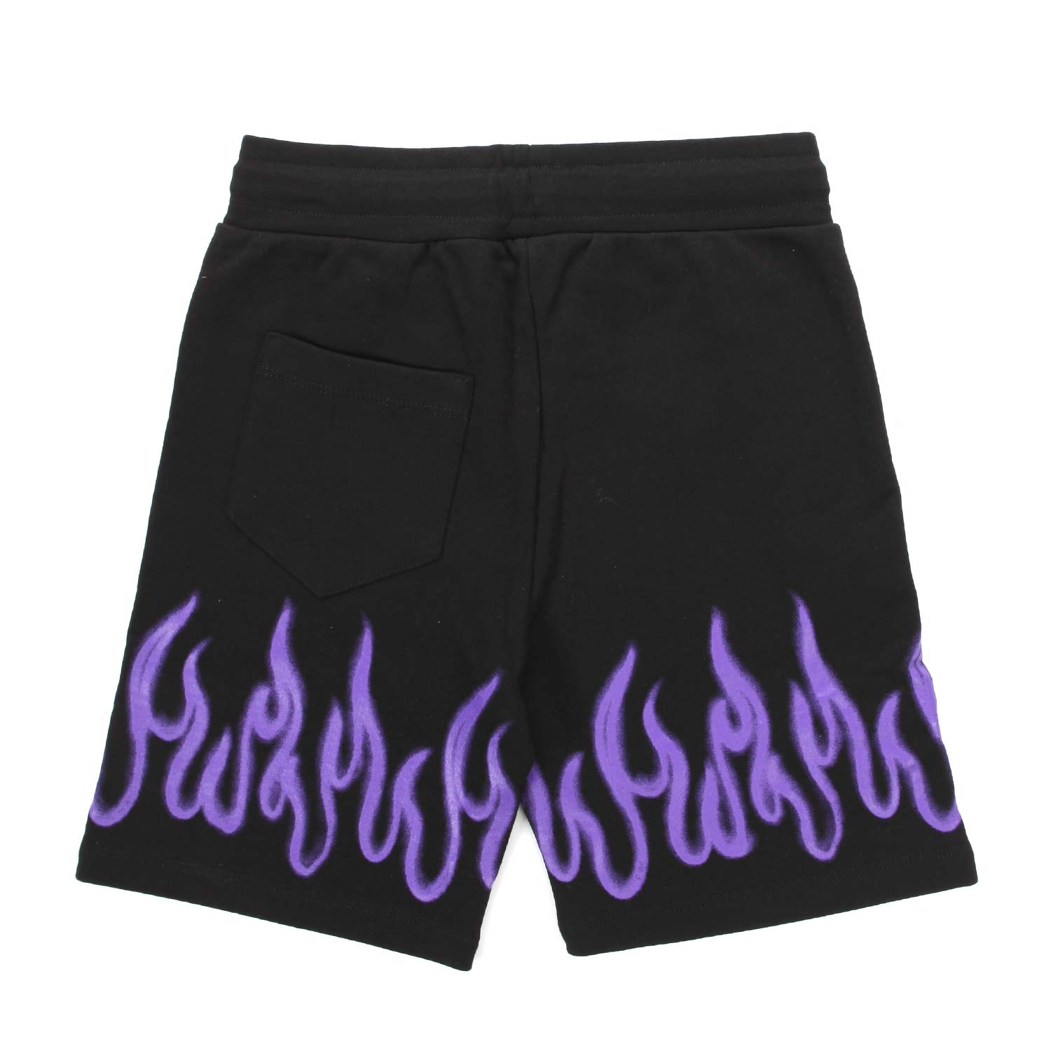SHORTS IN FELPA NERI CON FIAMME VIOLA - annameglio.com abbigliamento moda