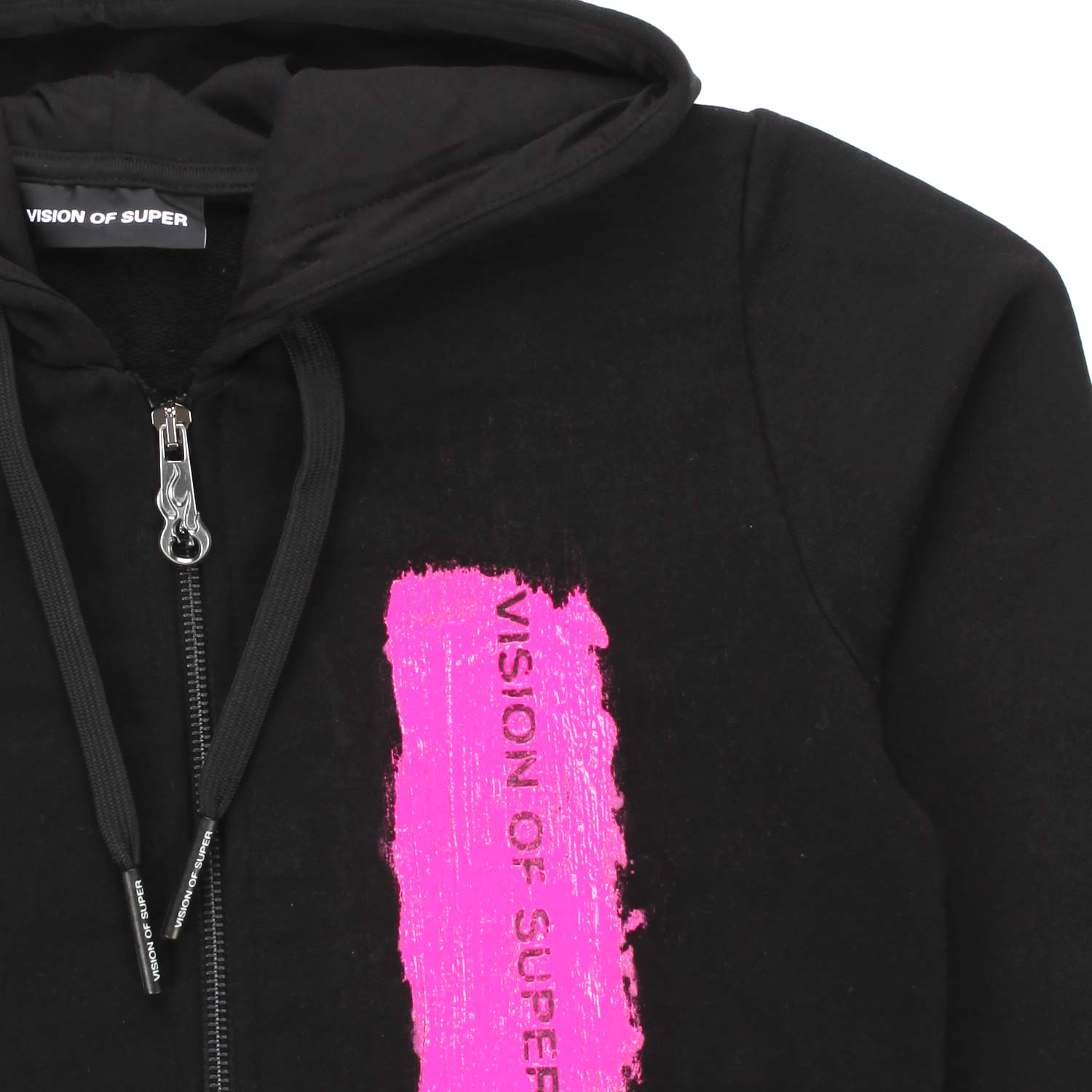 FELPA HOODIE NERA CON LOGO FUCSIA E ZIP - annameglio.com abbigliamento moda