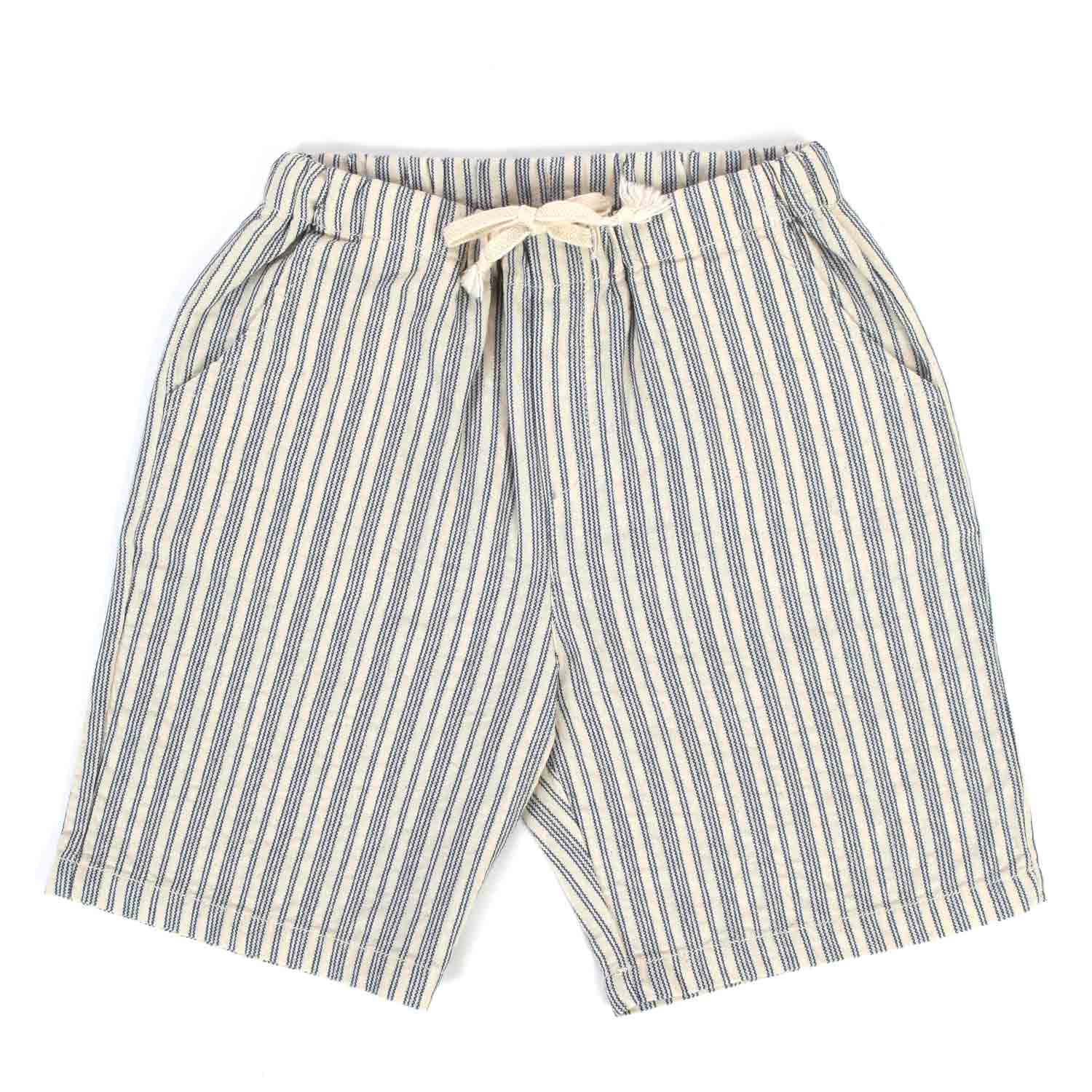 BERMUDA BIANCO NATURALE A RIGHE BLU BAMBINO - annameglio.com abbigliamento moda