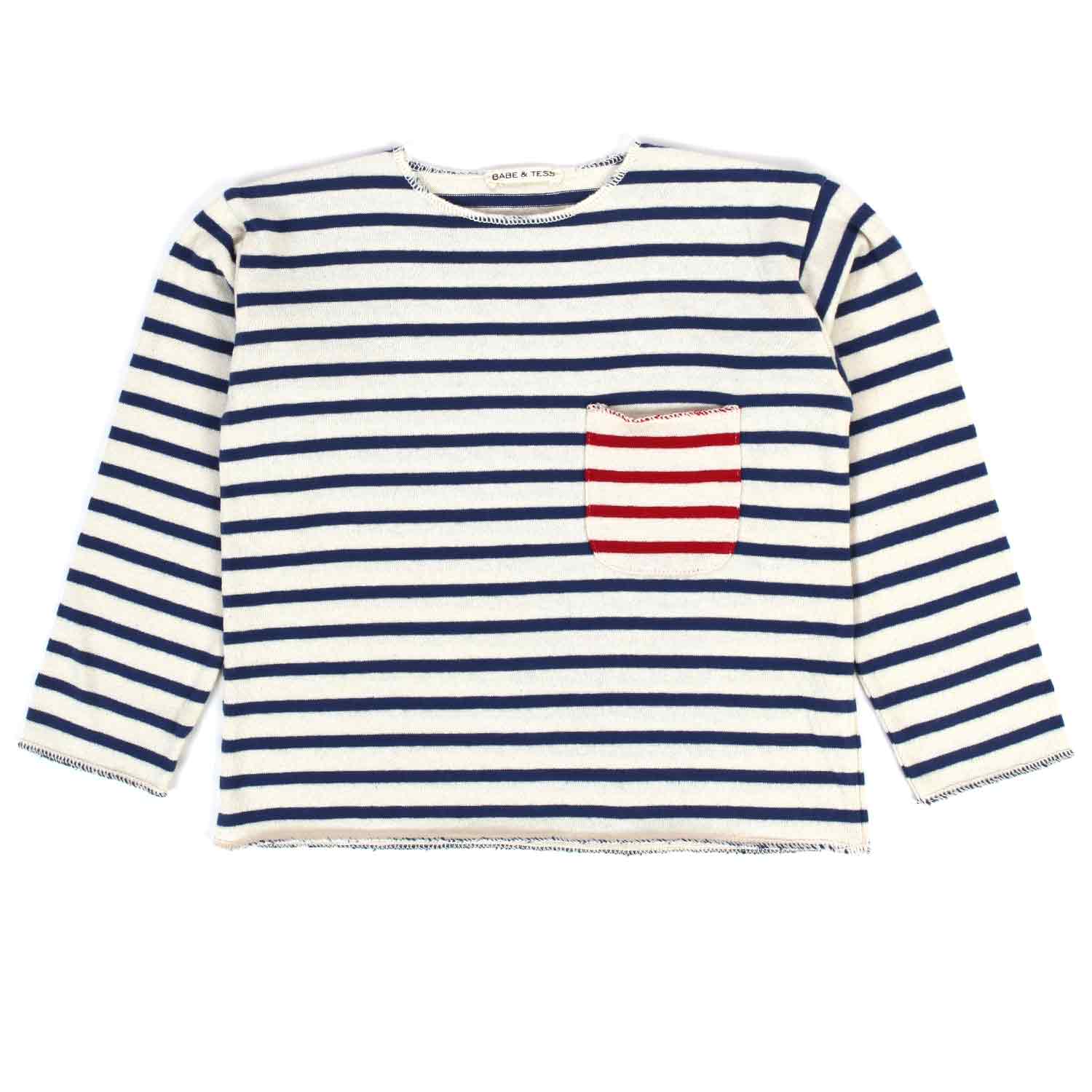 T-SHIRT BIANCA E BLU CON TASCHINO BABY E JUNIOR - annameglio.com abbigliamento moda