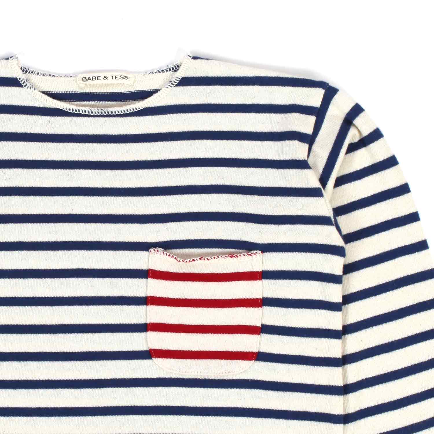 T-SHIRT BIANCA E BLU CON TASCHINO BABY E JUNIOR - annameglio.com abbigliamento moda