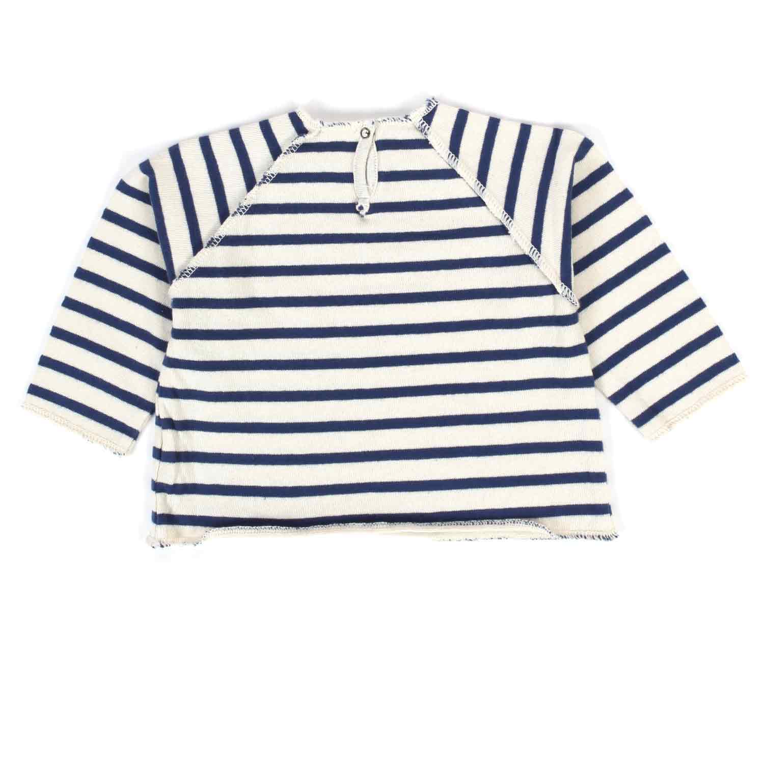 T-SHIRT LUNGA BIANCA E BLU A RIGHE BABY UNISEX - annameglio.com abbigliamento moda