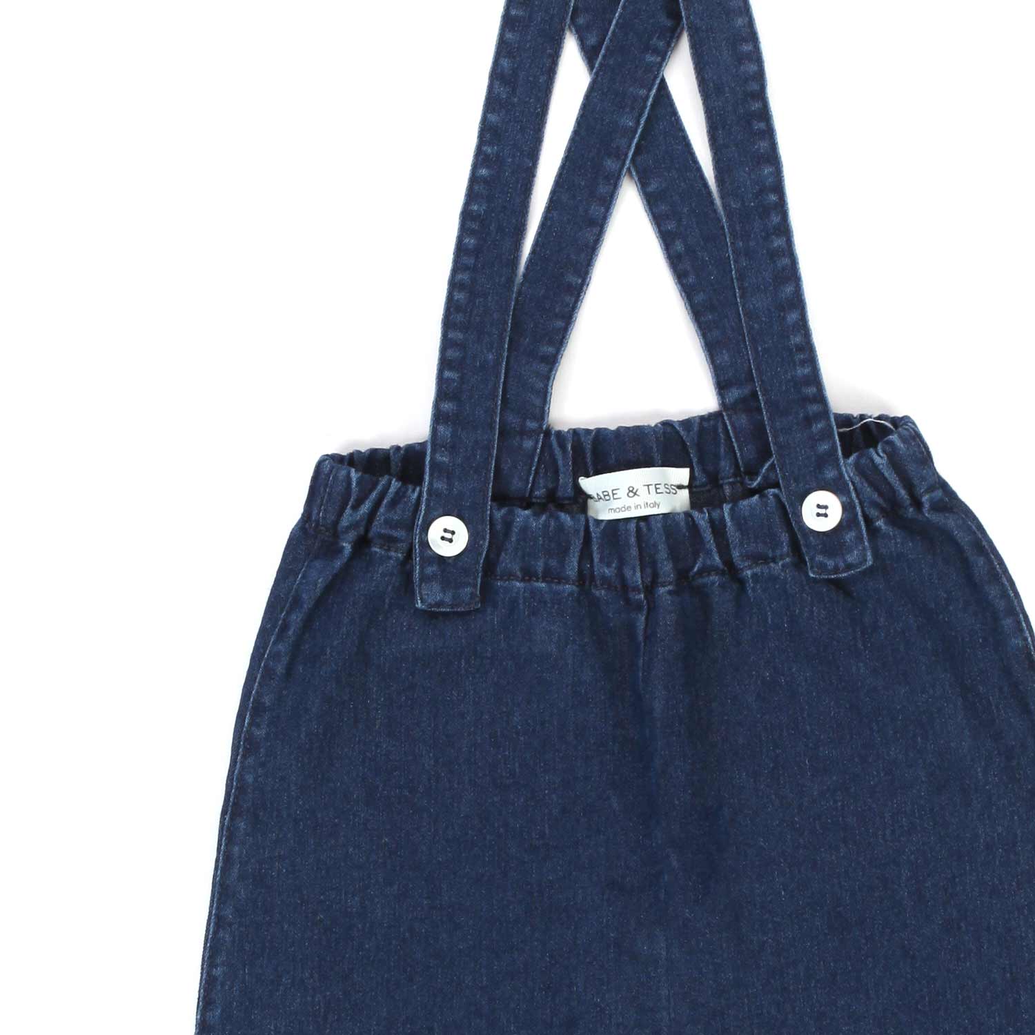 JEANS SCURO CON BRETELLE BABY UNISEX - annameglio.com abbigliamento moda