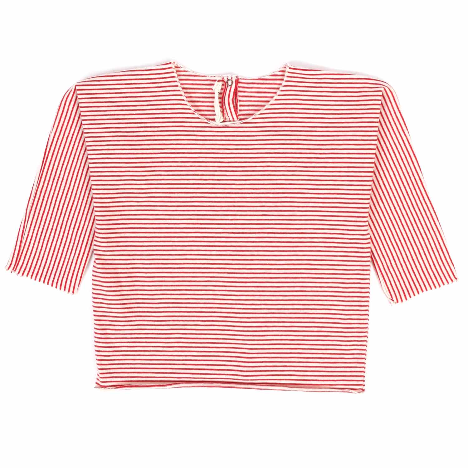 T-SHIRT LUNGA BIANCA E ROSSA A RIGHE BABY UNISEX - annameglio.com abbigliamento moda