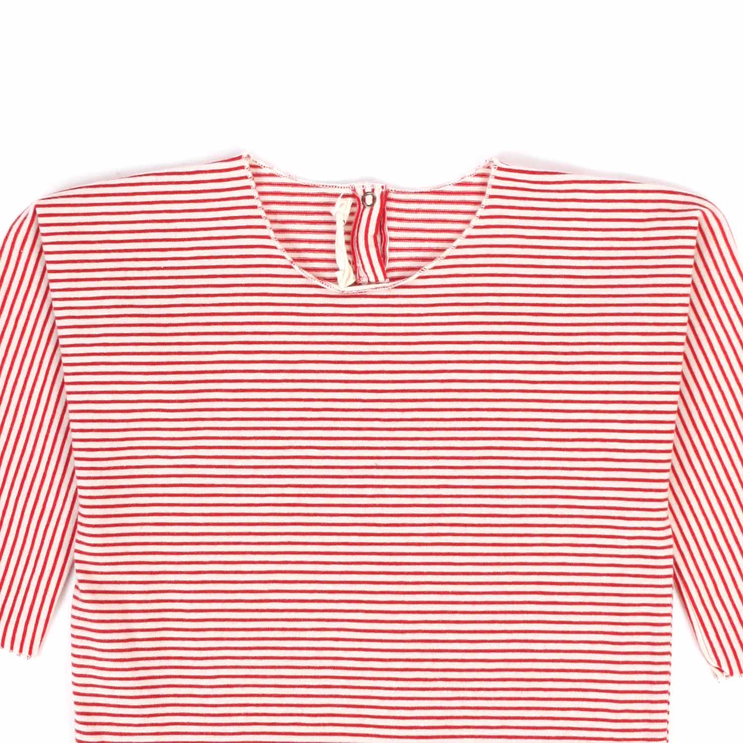 T-SHIRT LUNGA BIANCA E ROSSA A RIGHE BABY UNISEX - annameglio.com abbigliamento moda