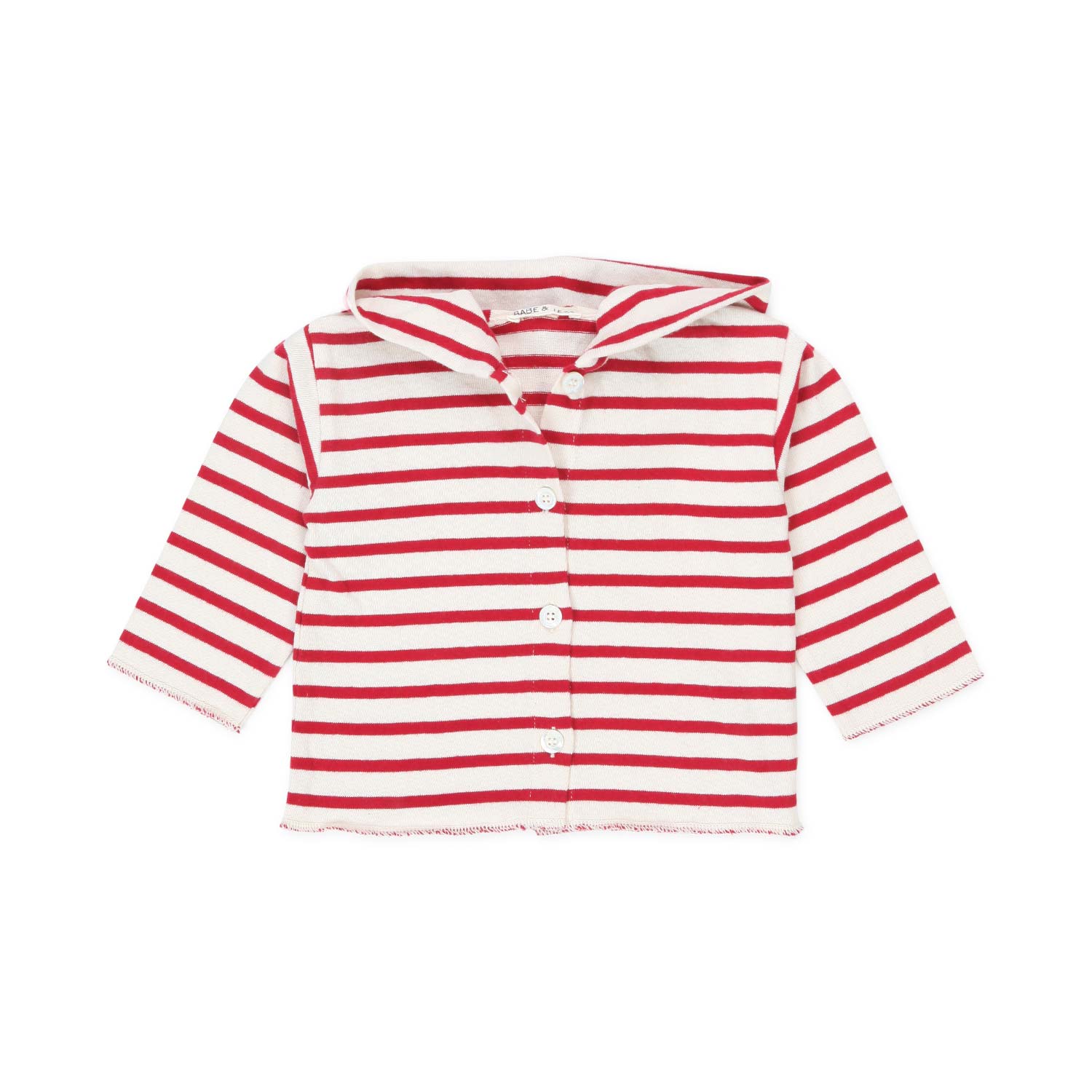 CARDIGAN PANNA E ROSSO CON CAPPUCCIO BABY UNISEX - annameglio.com abbigliamento moda