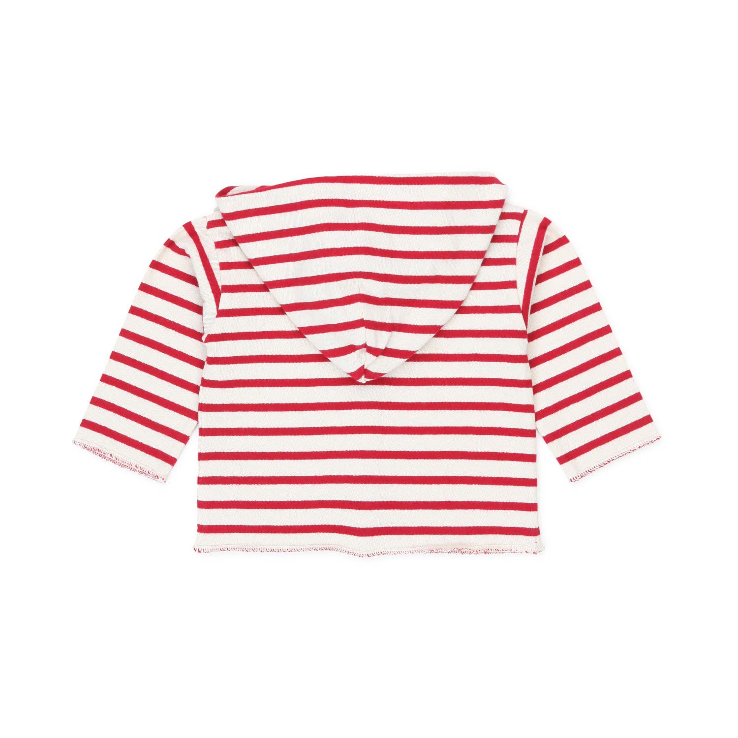 CARDIGAN PANNA E ROSSO CON CAPPUCCIO BABY UNISEX - annameglio.com abbigliamento moda