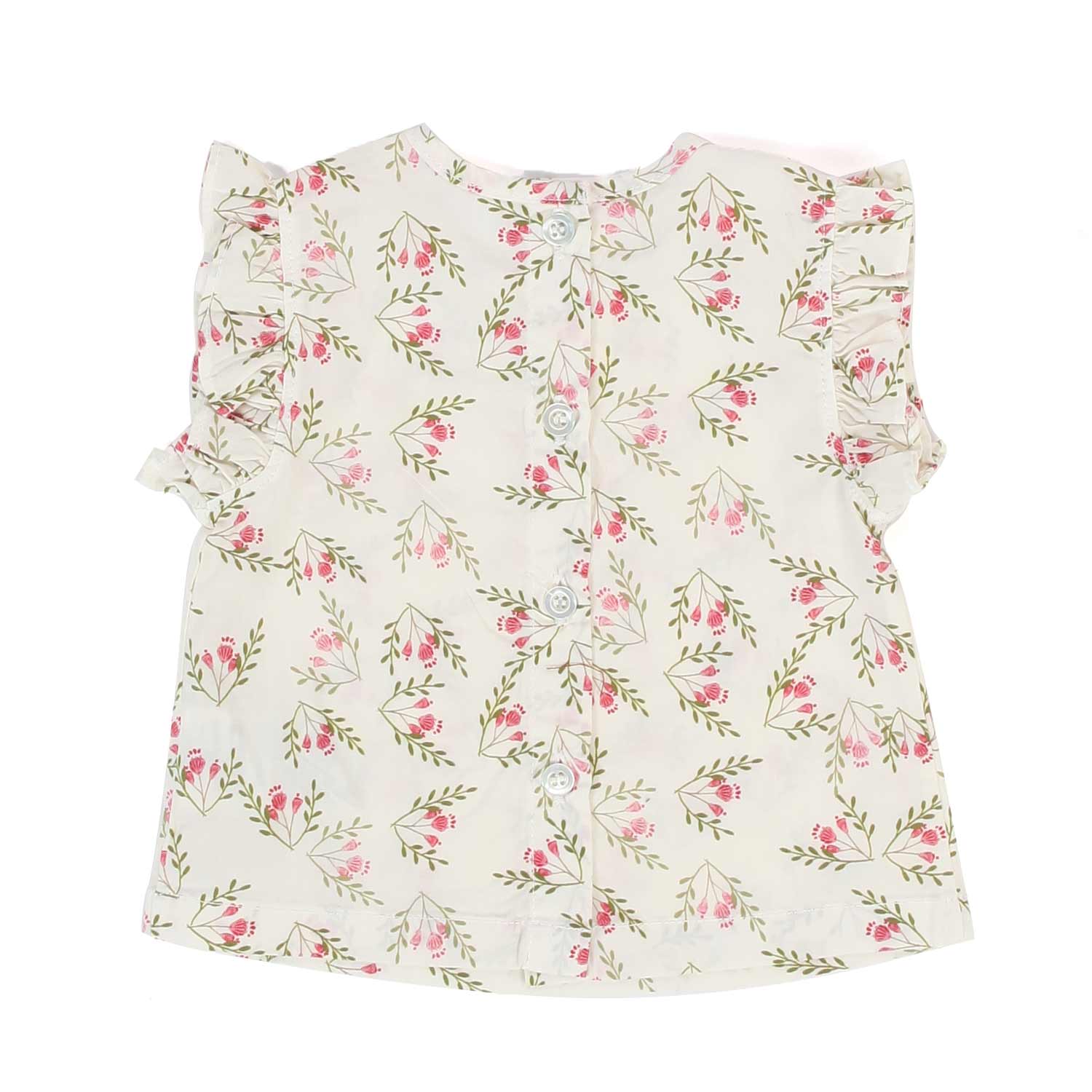 TOP BIANCO NATURALE CON FIORI NEONATA - annameglio.com abbigliamento moda