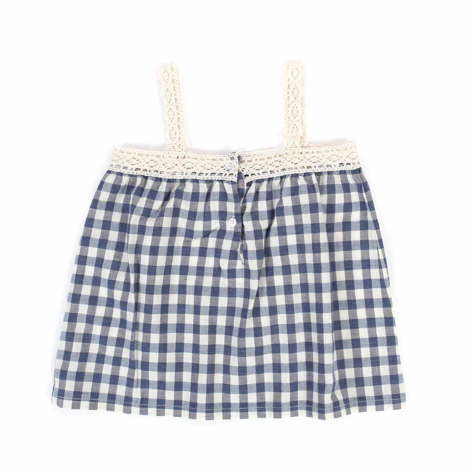 TOP VICHY BIANCO NATURALE E BLU BAMBINA - annameglio.com abbigliamento moda