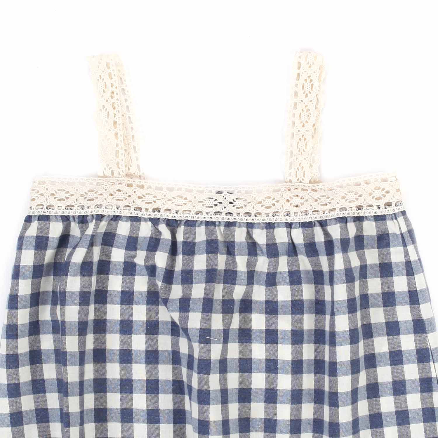 TOP VICHY BIANCO NATURALE E BLU BAMBINA - annameglio.com abbigliamento moda