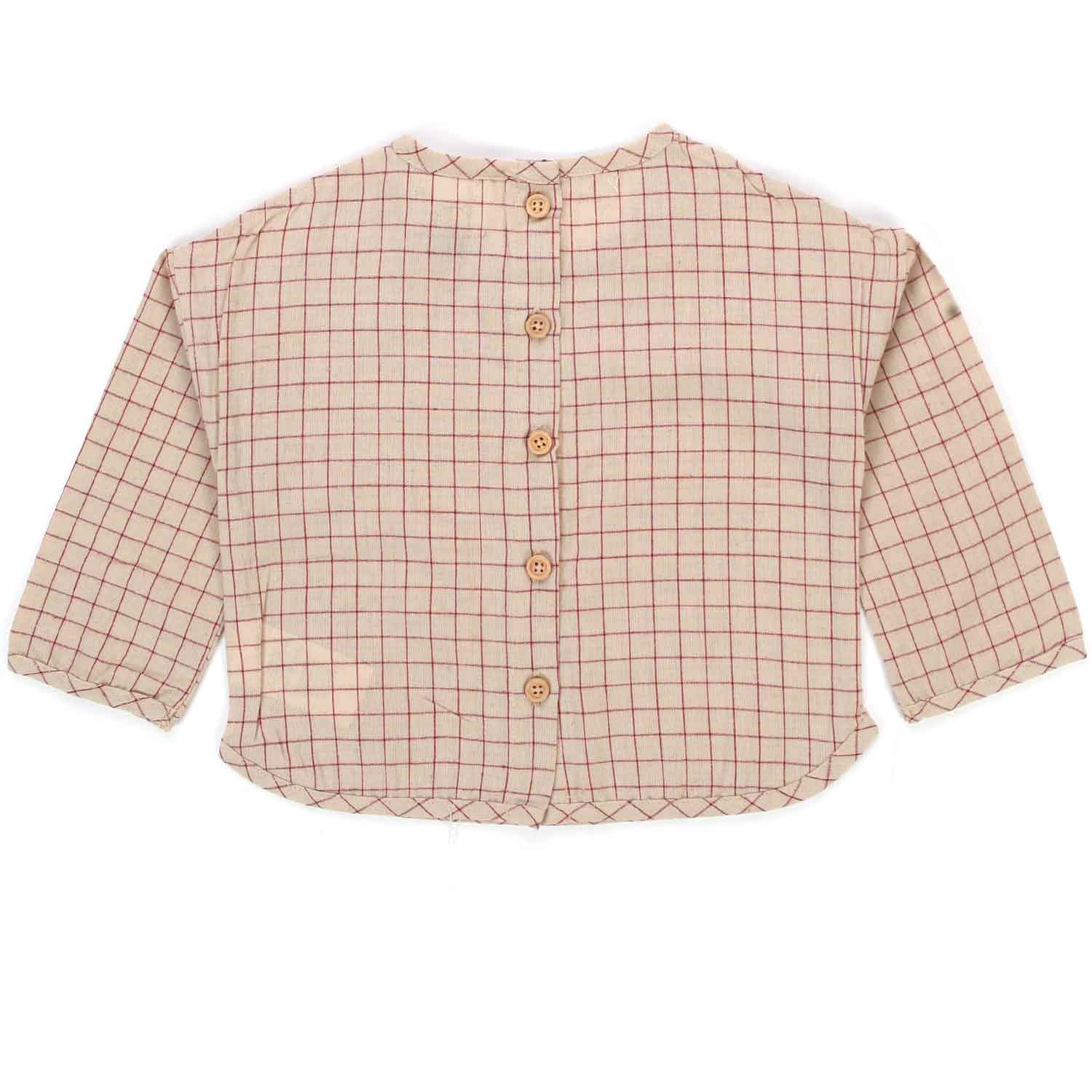 MINI BLUSA BEIGE A QUADRETTI BAMBINA BABY - annameglio.com abbigliamento moda