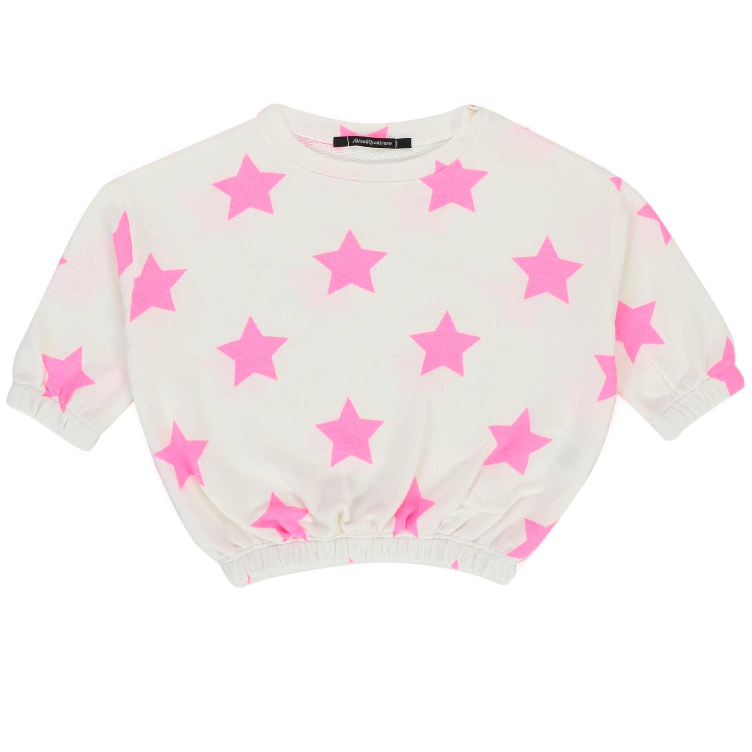 FELPA BIANCA CON STELLE FUCSIA BAMBINA BABY - annameglio.com abbigliamento moda