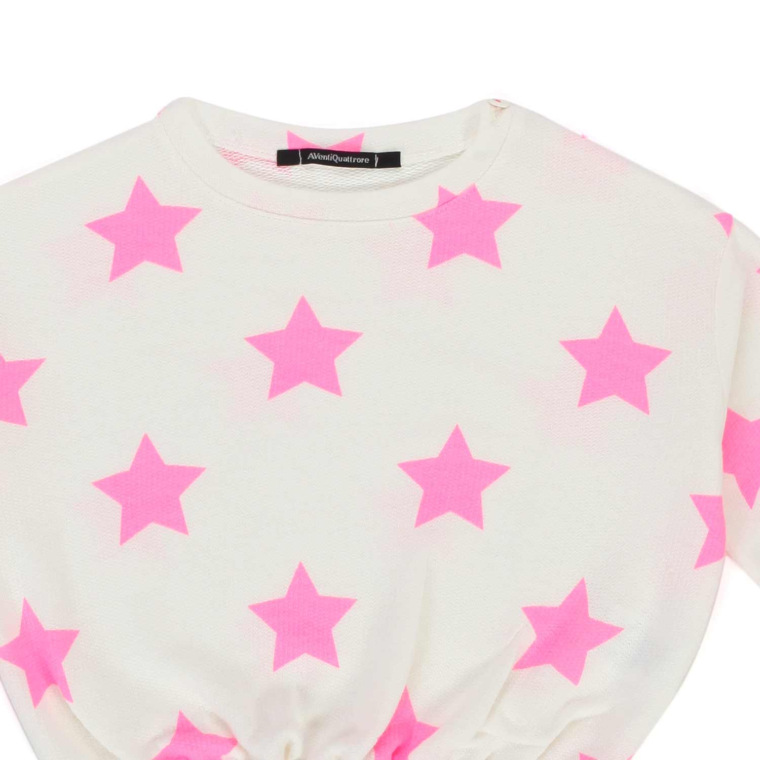 FELPA BIANCA CON STELLE FUCSIA BAMBINA BABY - annameglio.com abbigliamento moda