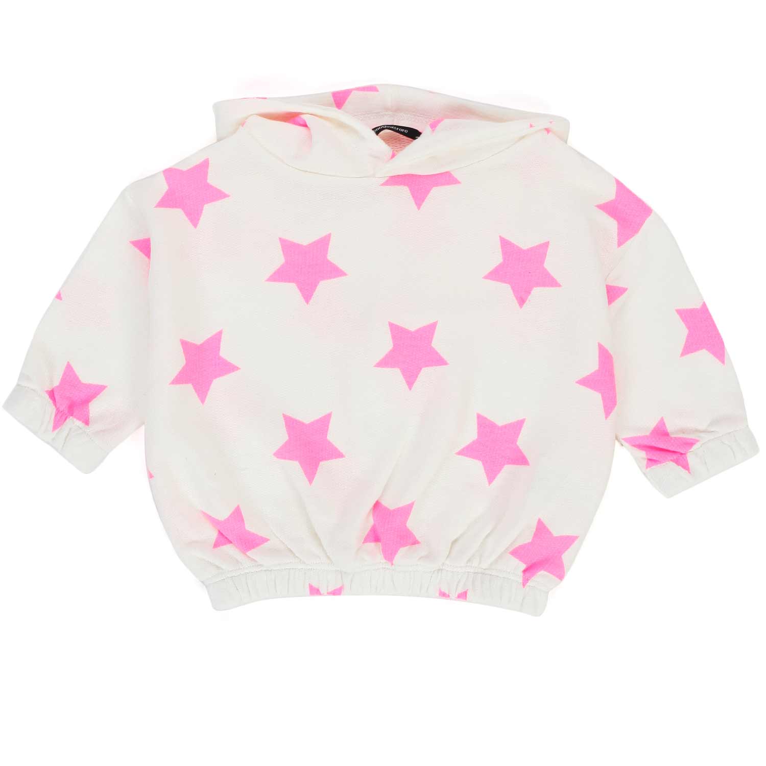 FELPA HOODIE BIANCA CON STELLE FUCSIA BAMBINA BABY - annameglio.com abbigliamento moda