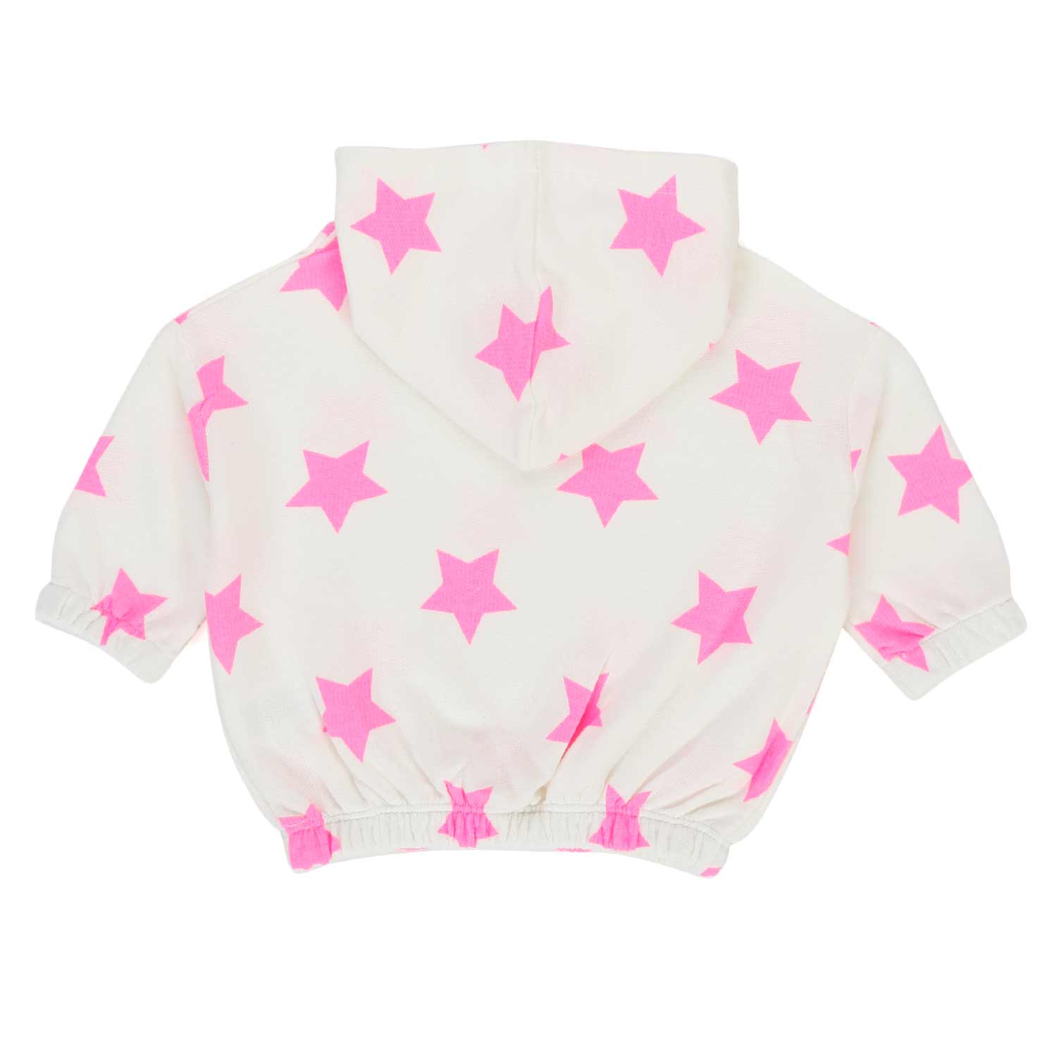 FELPA HOODIE BIANCA CON STELLE FUCSIA BAMBINA BABY - annameglio.com abbigliamento moda