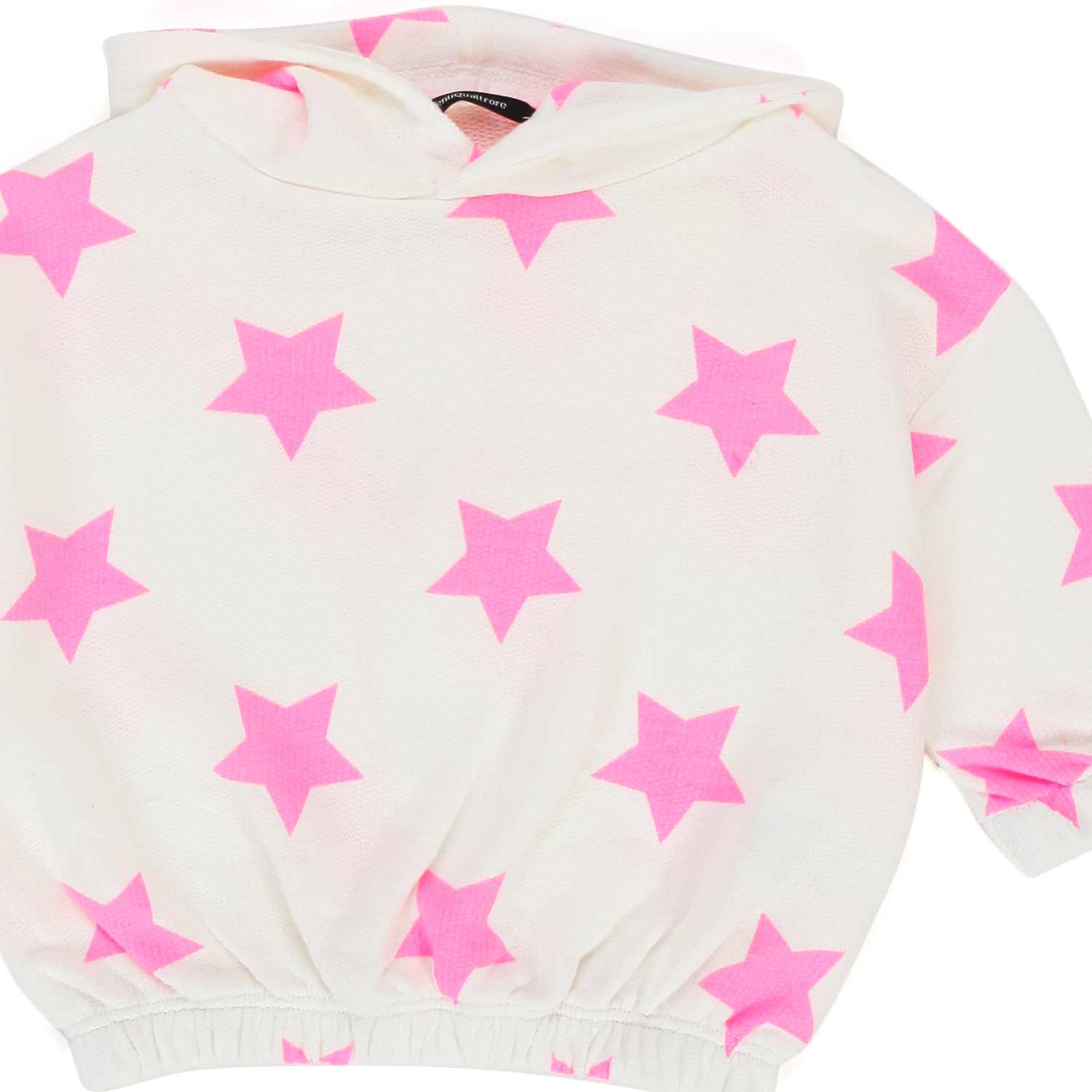 FELPA HOODIE BIANCA CON STELLE FUCSIA BAMBINA BABY - annameglio.com abbigliamento moda