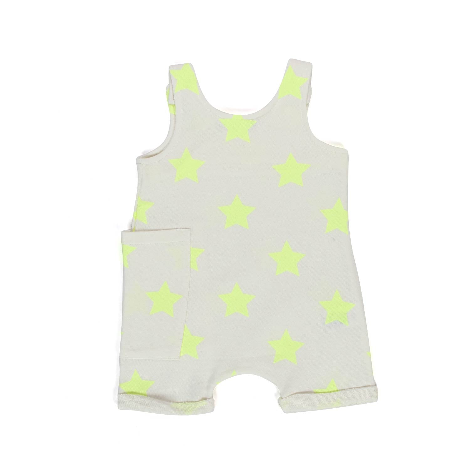 SALOPETTE BIANCA CON STELLE GIALLO FLUO BEBÈ - annameglio.com abbigliamento moda
