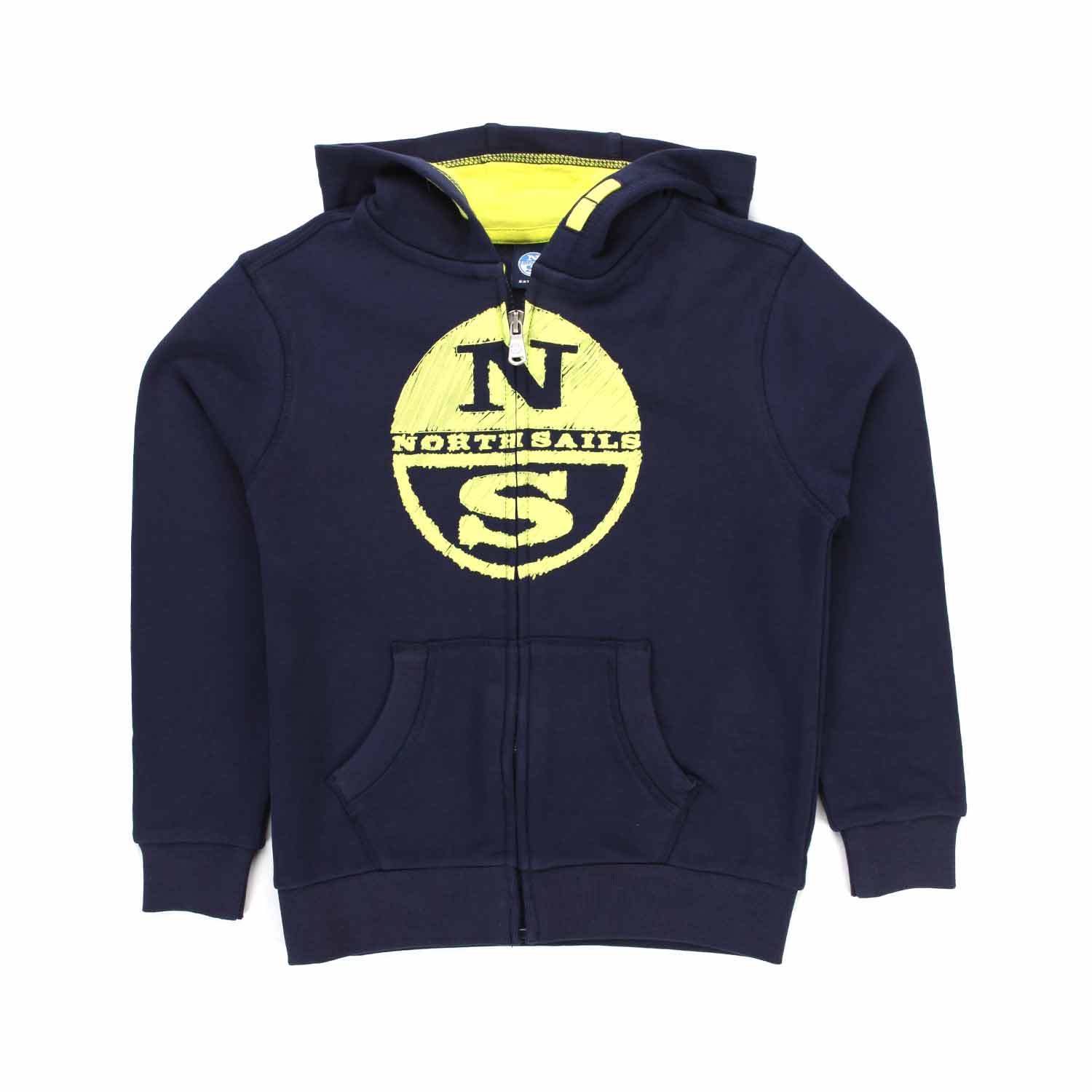 FELPA HOODIE BLU CON MAXI LOGO LIME - annameglio.com abbigliamento moda