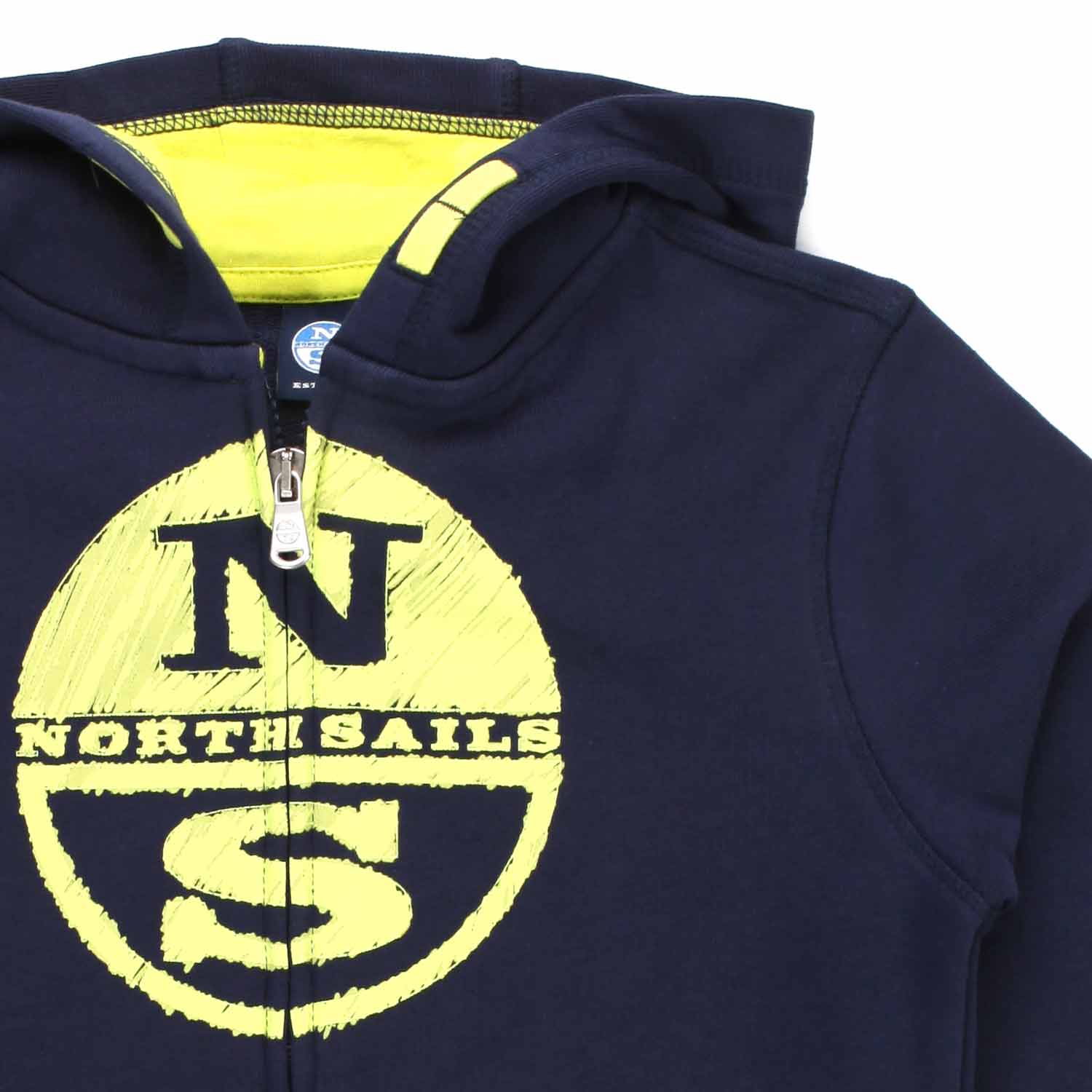 FELPA HOODIE BLU CON MAXI LOGO LIME - annameglio.com abbigliamento moda