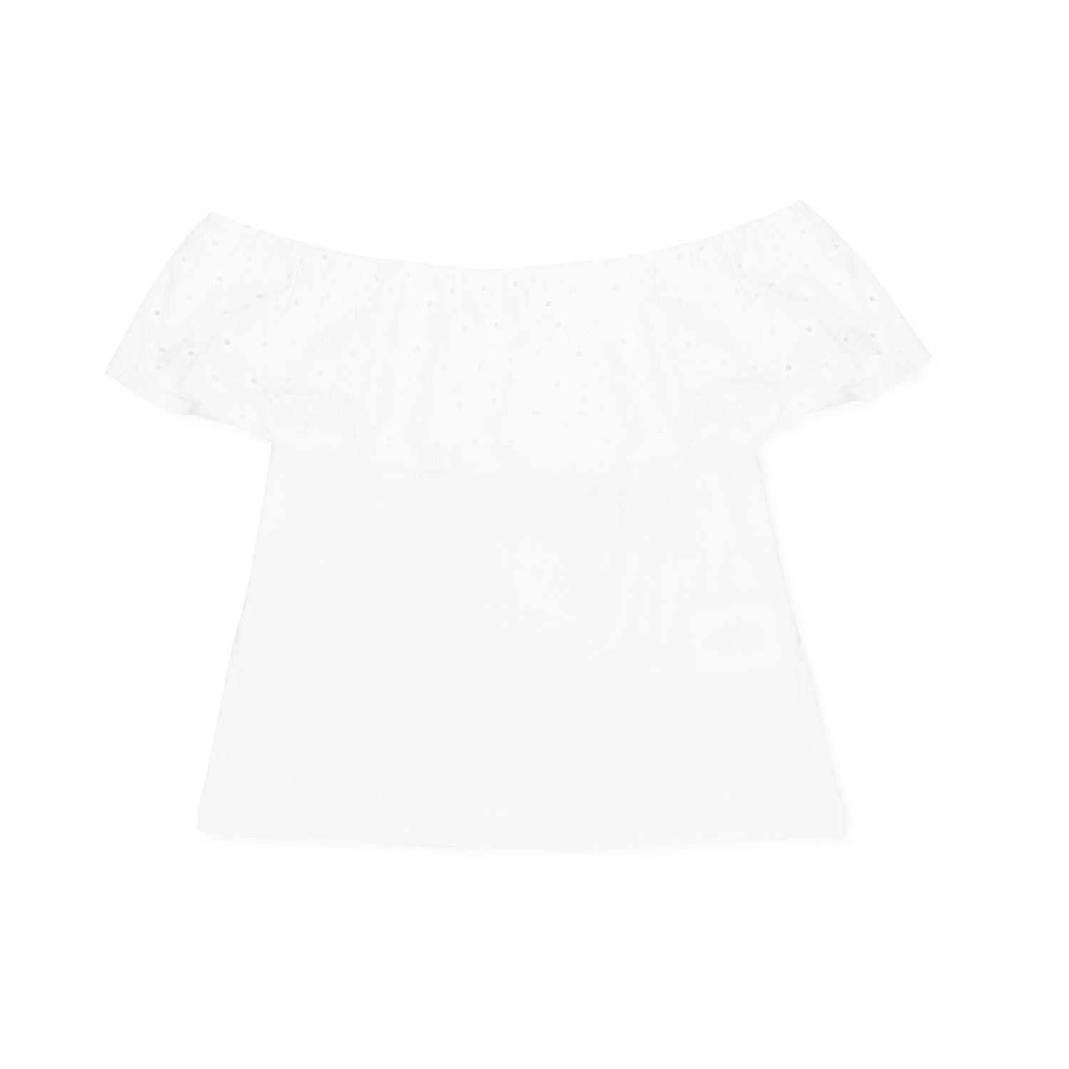 TOP BIANCO CON VOLANT SANGALLO BAMBINA E TEEN - annameglio.com abbigliamento moda