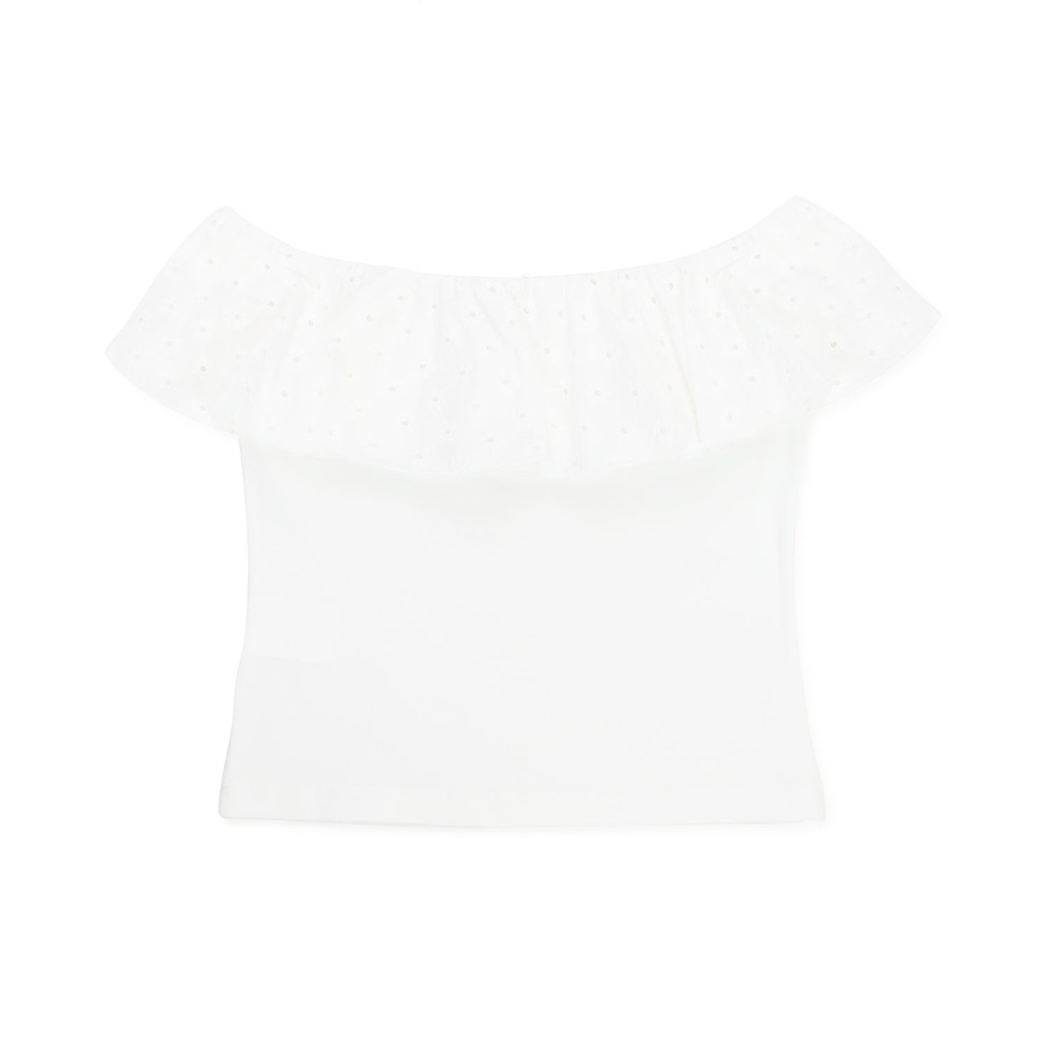 TOP BIANCO CON VOLANT SANGALLO BAMBINA E TEEN - annameglio.com abbigliamento moda
