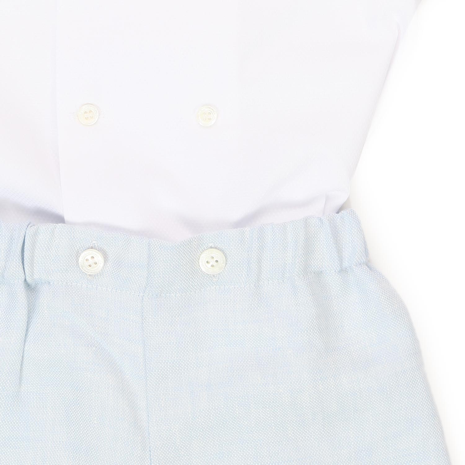 COMPLETINO DUE PEZZI BIANCO E CELESTE BAMBINO BEBÈ - annameglio.com abbigliamento moda