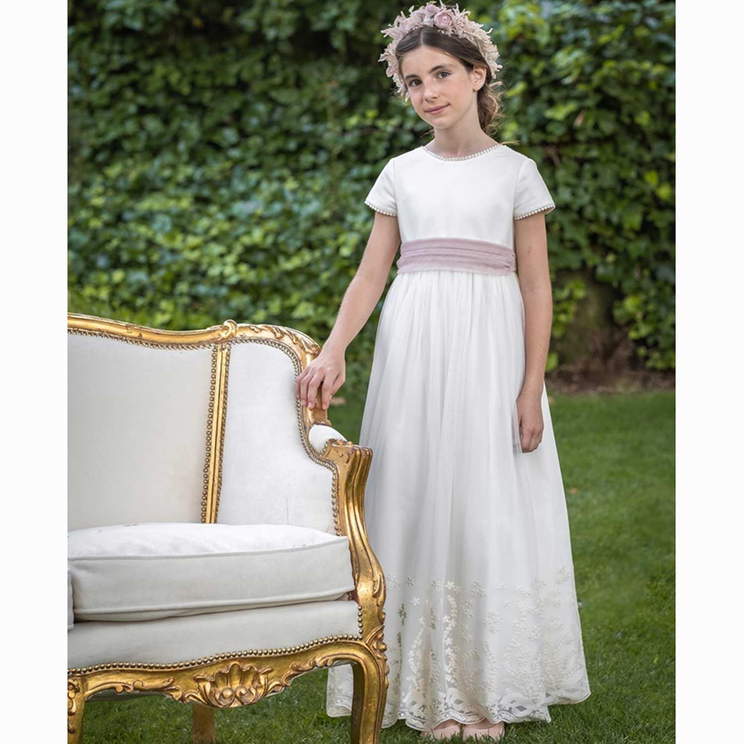 ABITO CERIMONIA BIANCO AVORIO E ROSA MALVA - annameglio.com abbigliamento moda