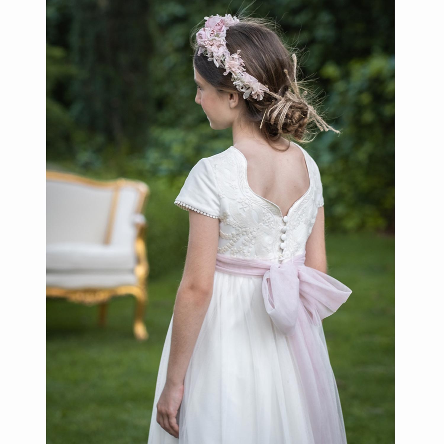 ABITO CERIMONIA BIANCO AVORIO E ROSA MALVA - annameglio.com abbigliamento moda