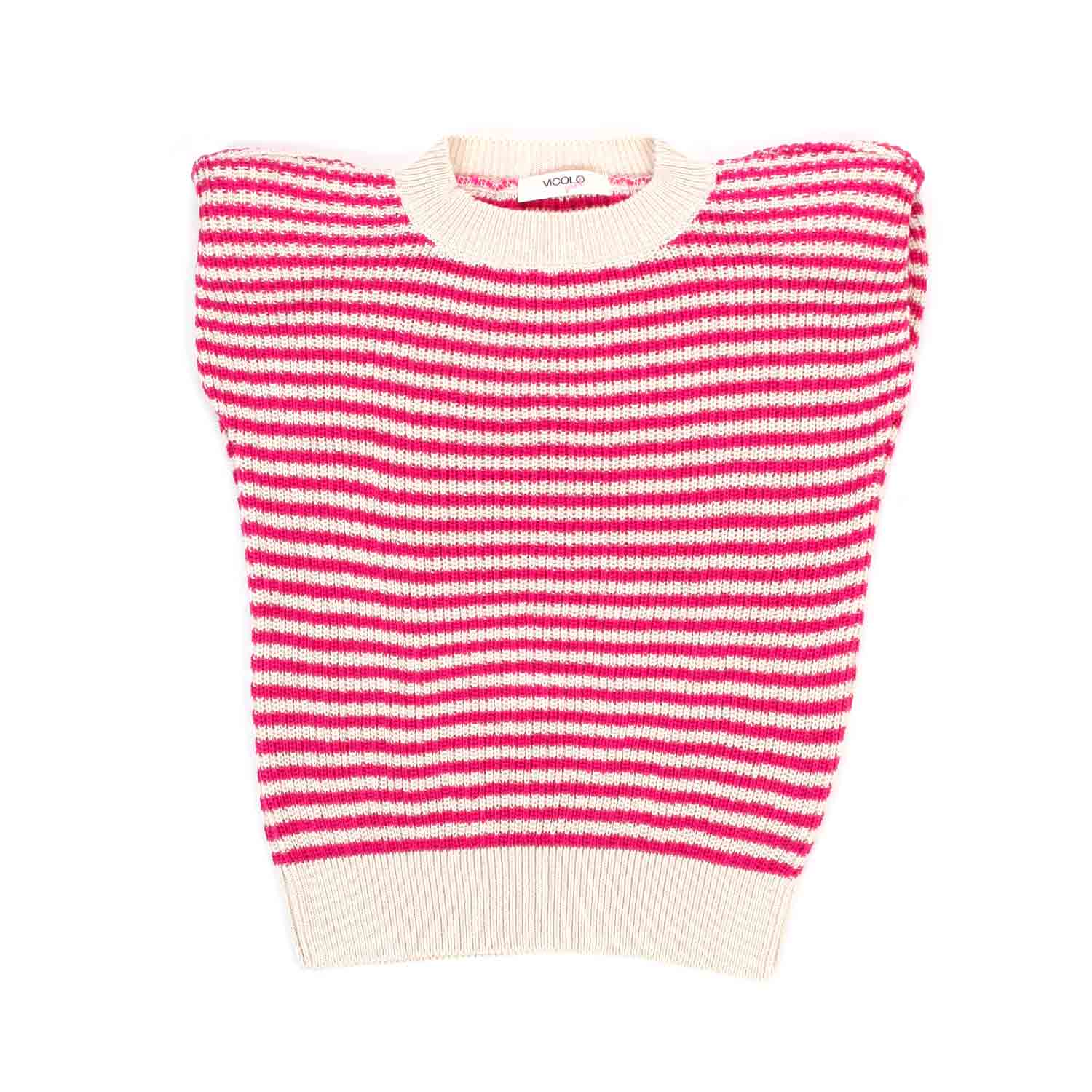 TOP IN MAGLIA BEIGE E FUCSIA BAMBINA E TEEN - annameglio.com abbigliamento moda