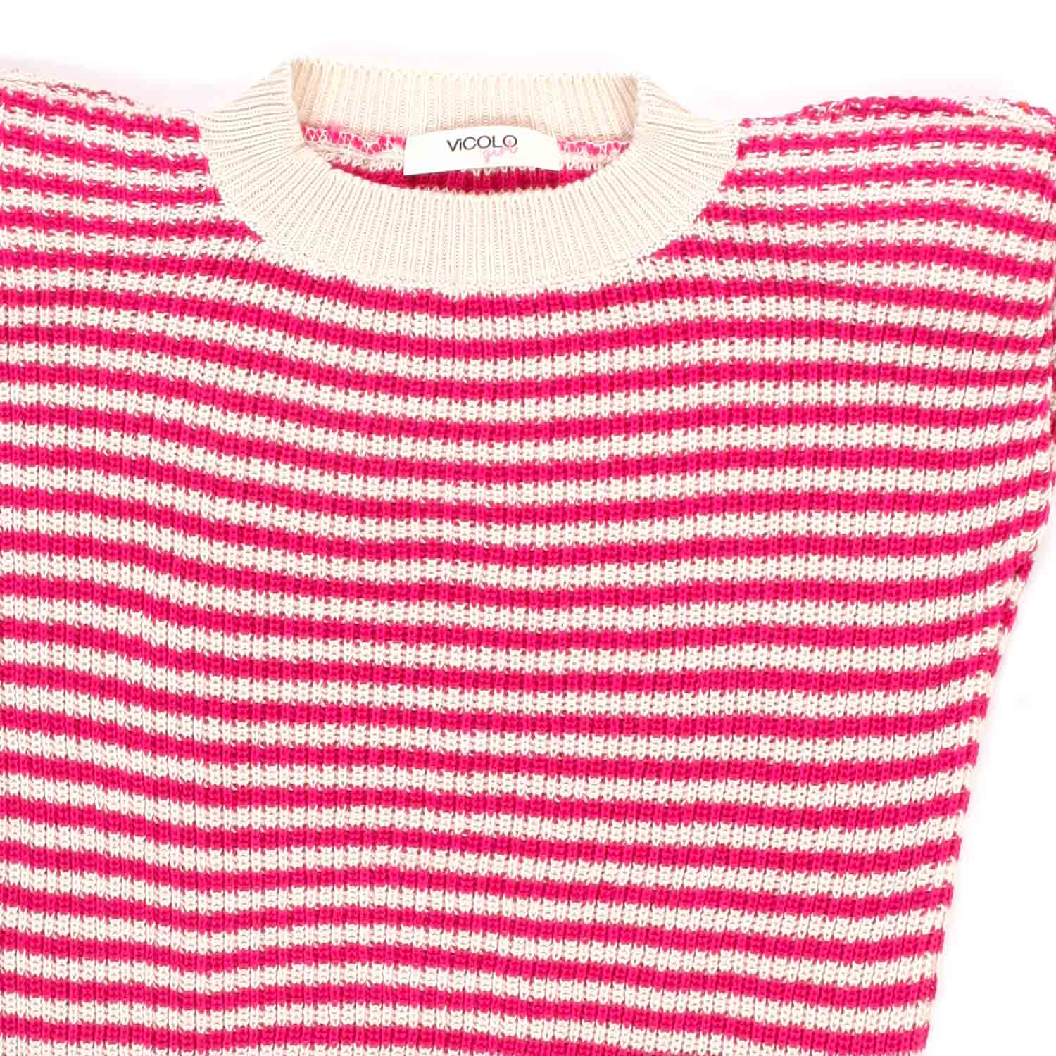 TOP IN MAGLIA BEIGE E FUCSIA BAMBINA E TEEN - annameglio.com abbigliamento moda