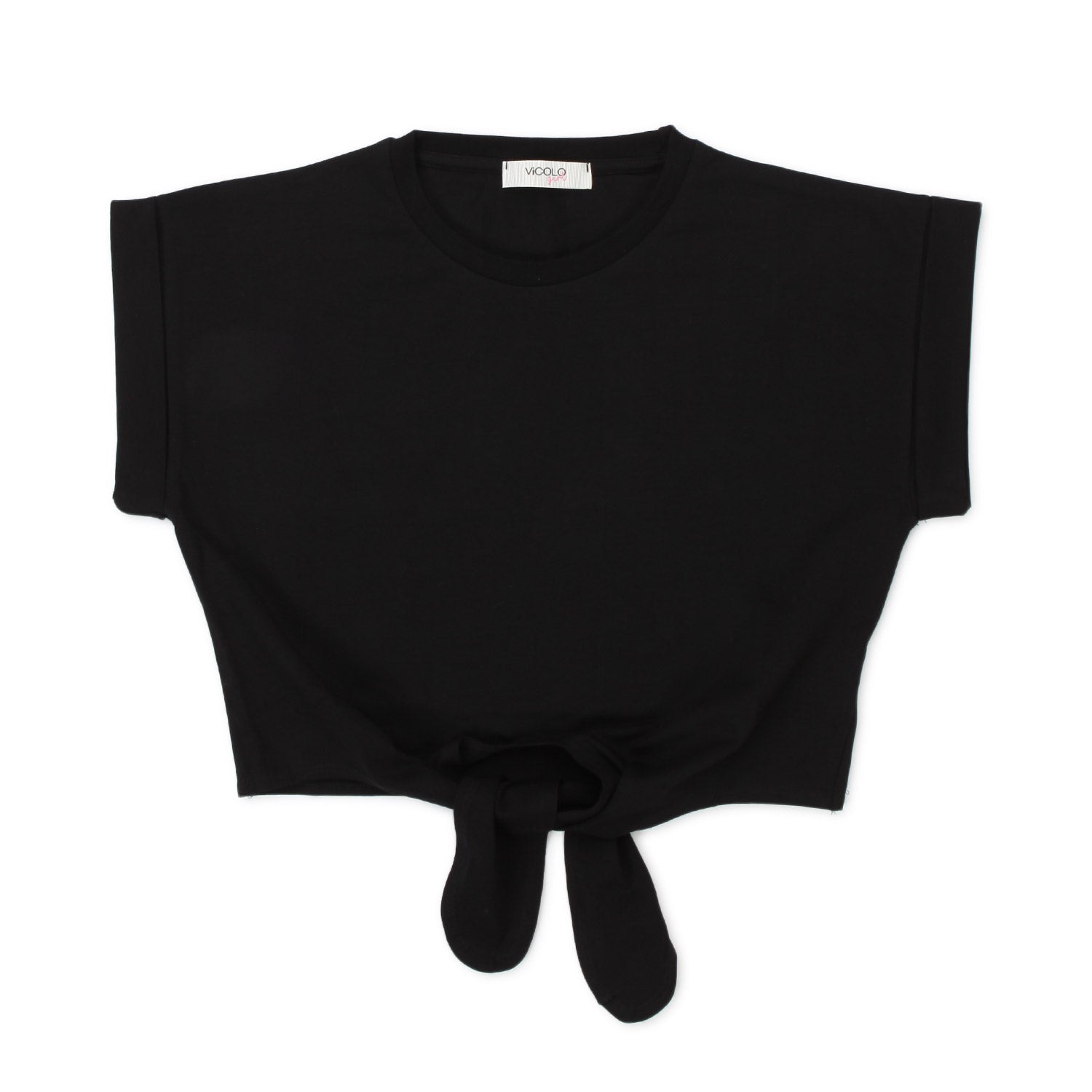 T-SHIRT CROPPED NERA CON LEMBI BAMBINA E TEEN - annameglio.com abbigliamento moda