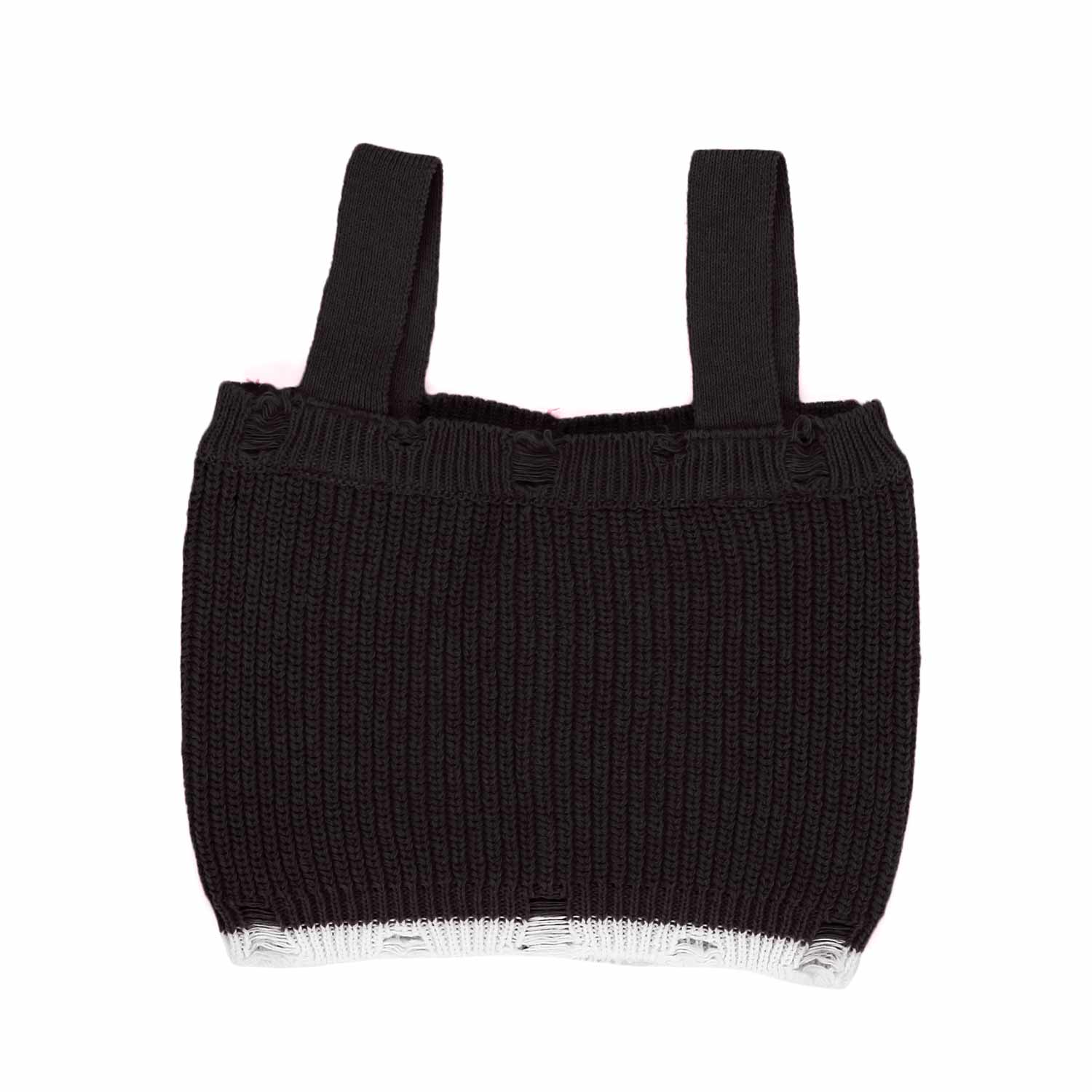 TOP CORTO NERO LAVORATO A MAGLIA BAMBINA TEEN - annameglio.com abbigliamento moda