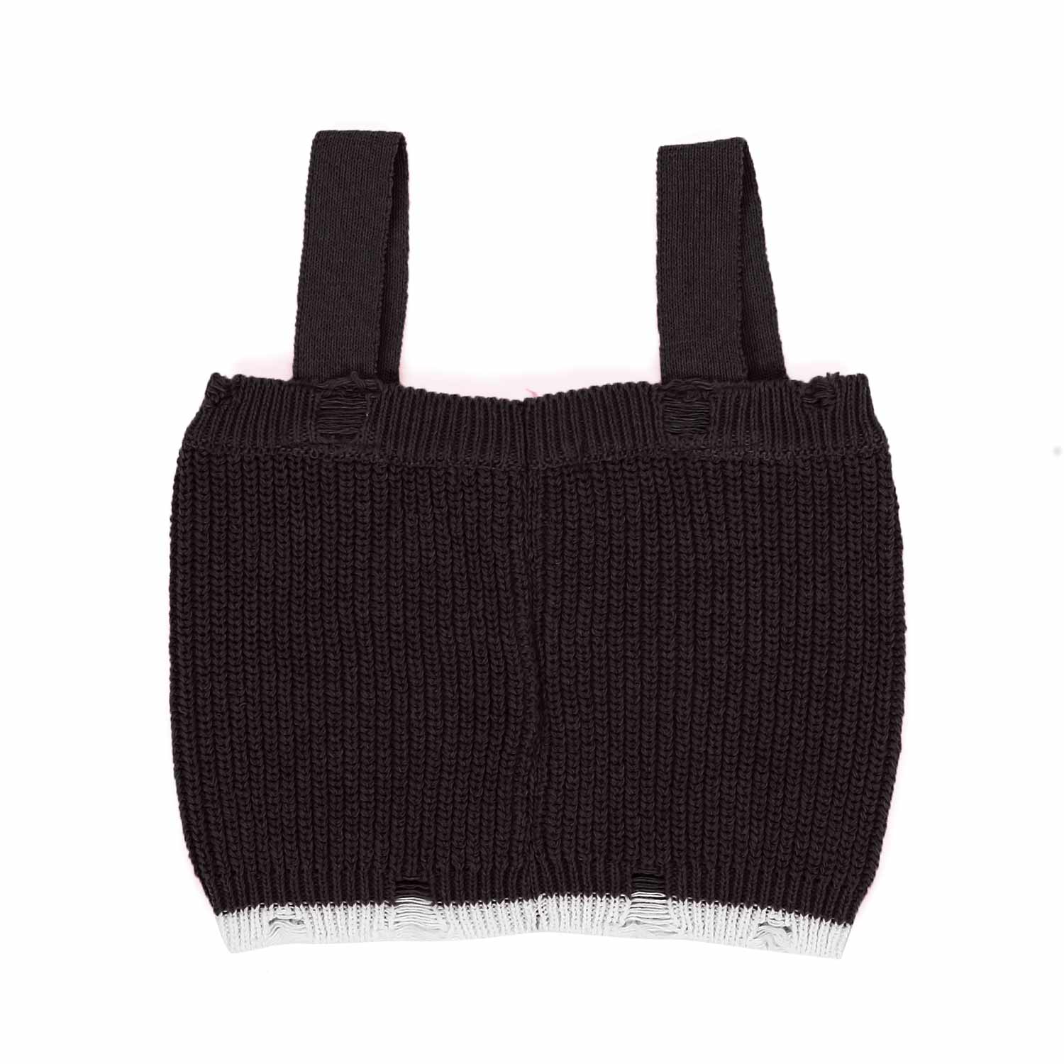 TOP CORTO NERO LAVORATO A MAGLIA BAMBINA TEEN - annameglio.com abbigliamento moda