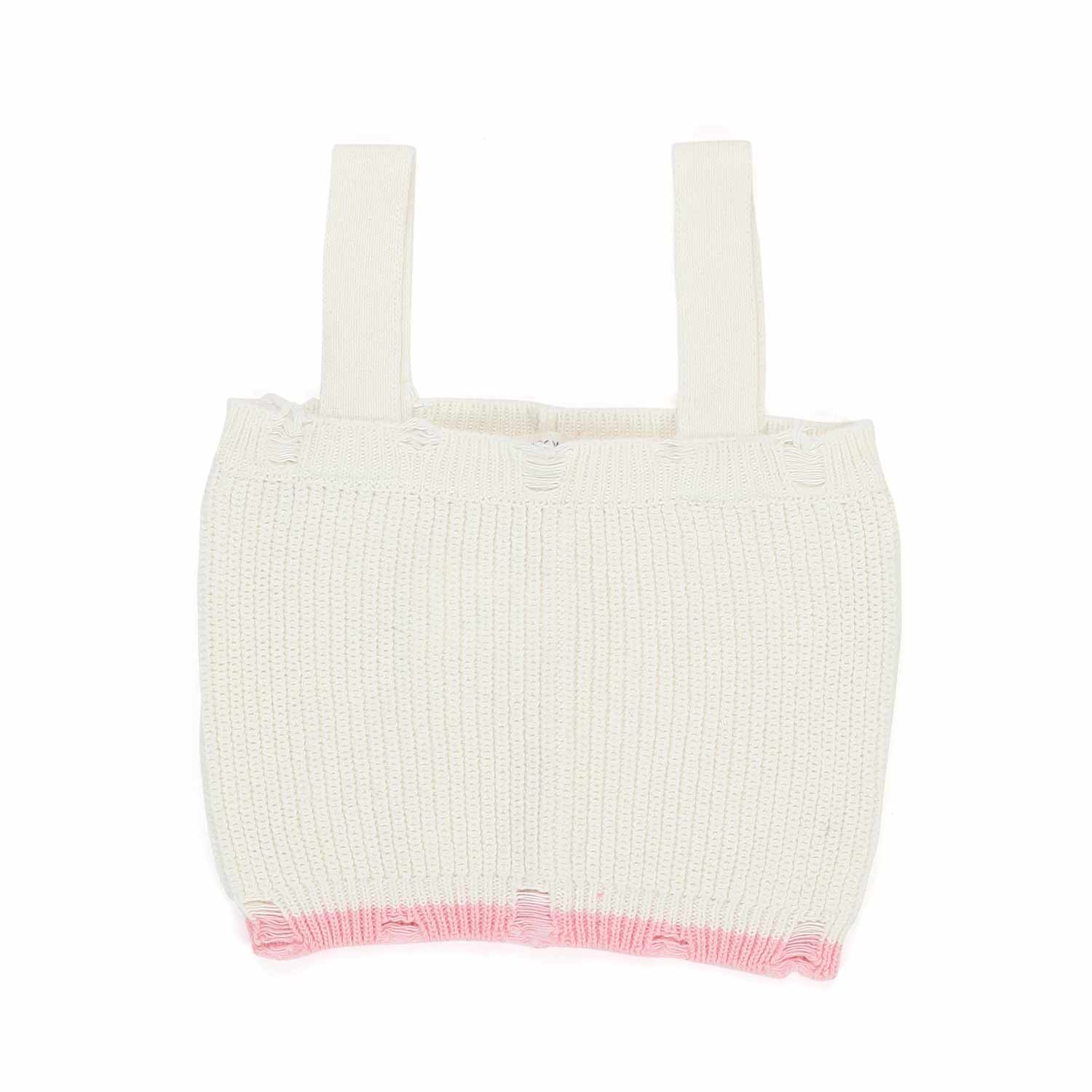 TOP CORTO BIANCO LAVORATO A MAGLIA BAMBINA E TEEN - annameglio.com abbigliamento moda