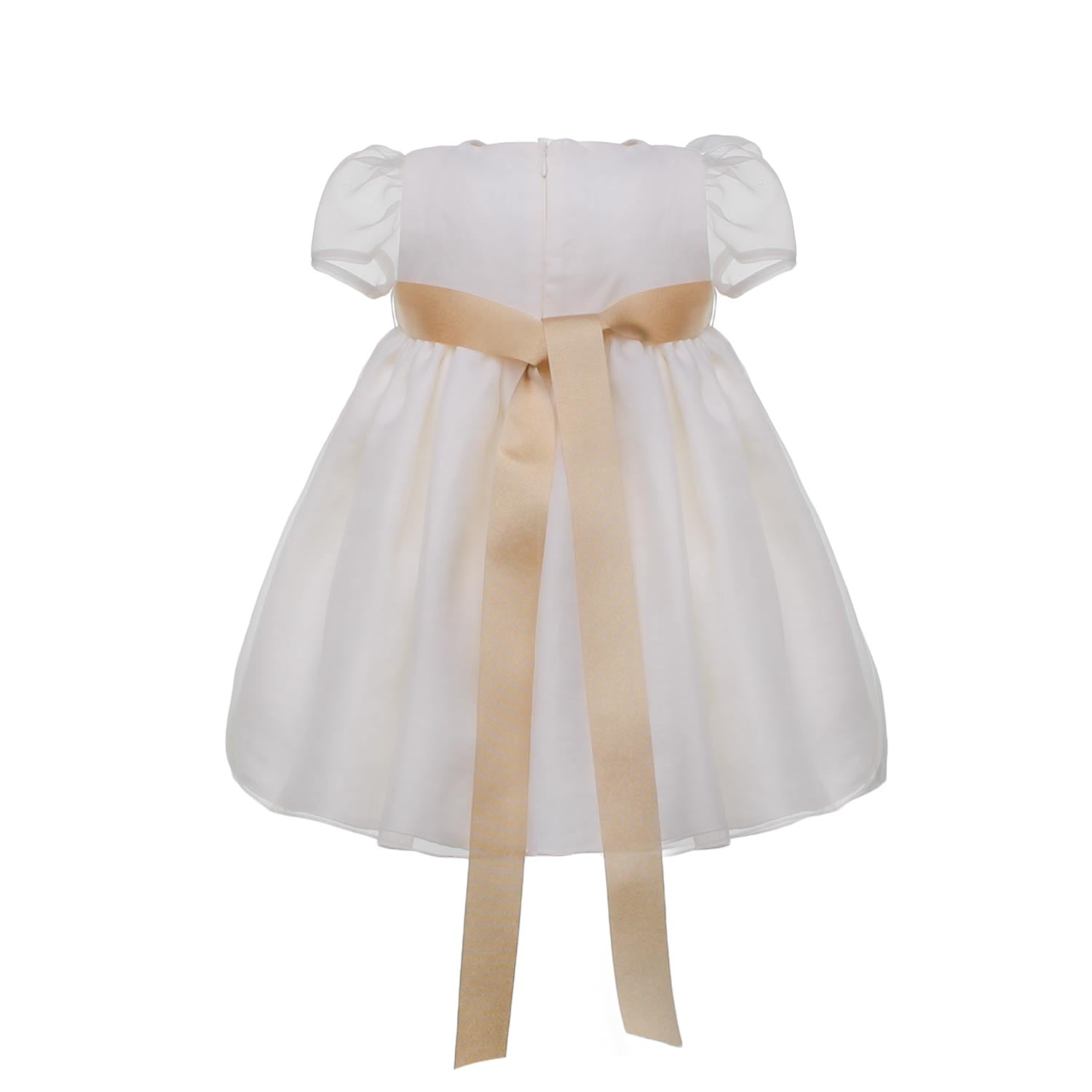 ABITO BATTESIMO AVORIO CON CINTURA ORO - annameglio.com abbigliamento moda