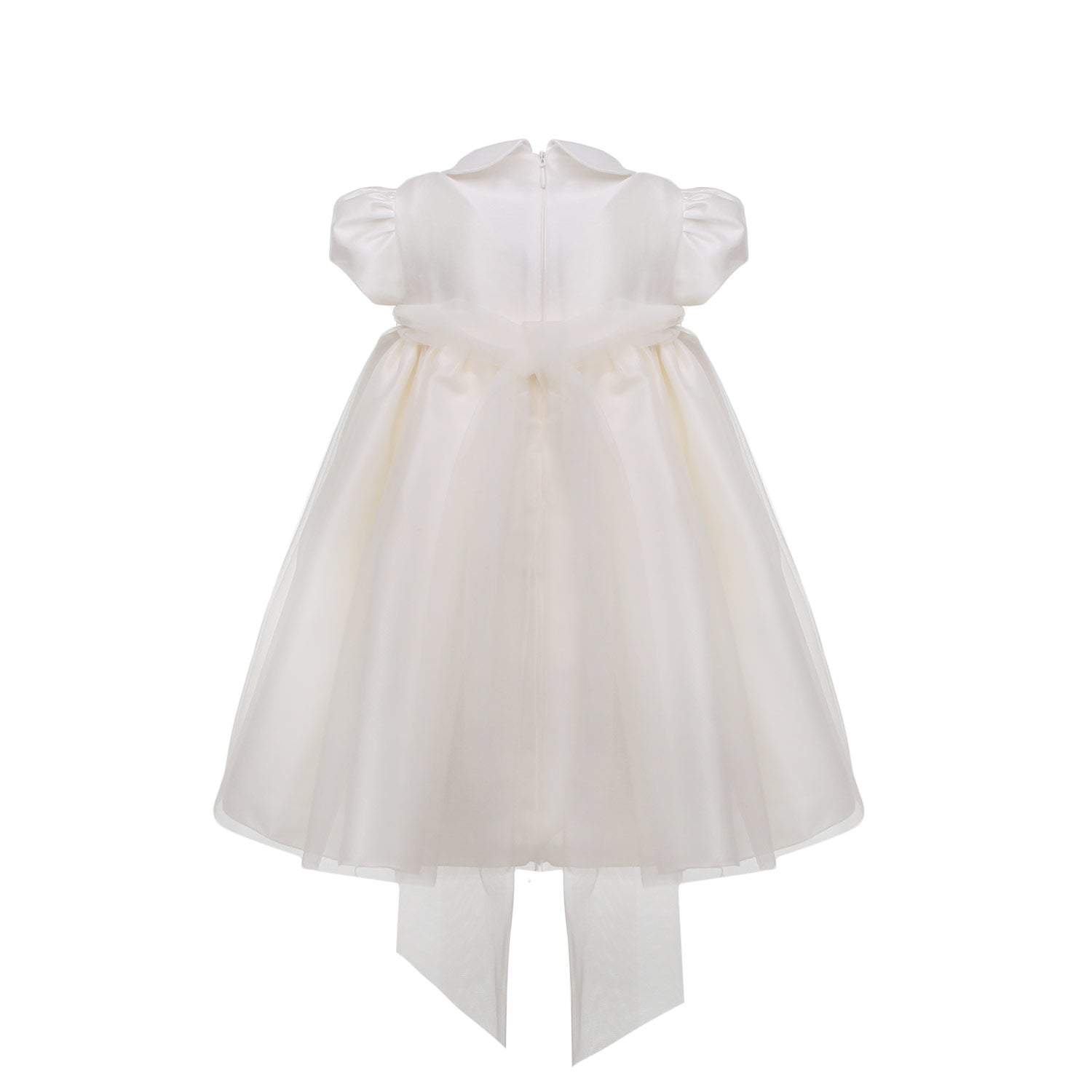 ABITO BATTESIMO AVORIO CON CINTURA E FIORI - annameglio.com abbigliamento moda