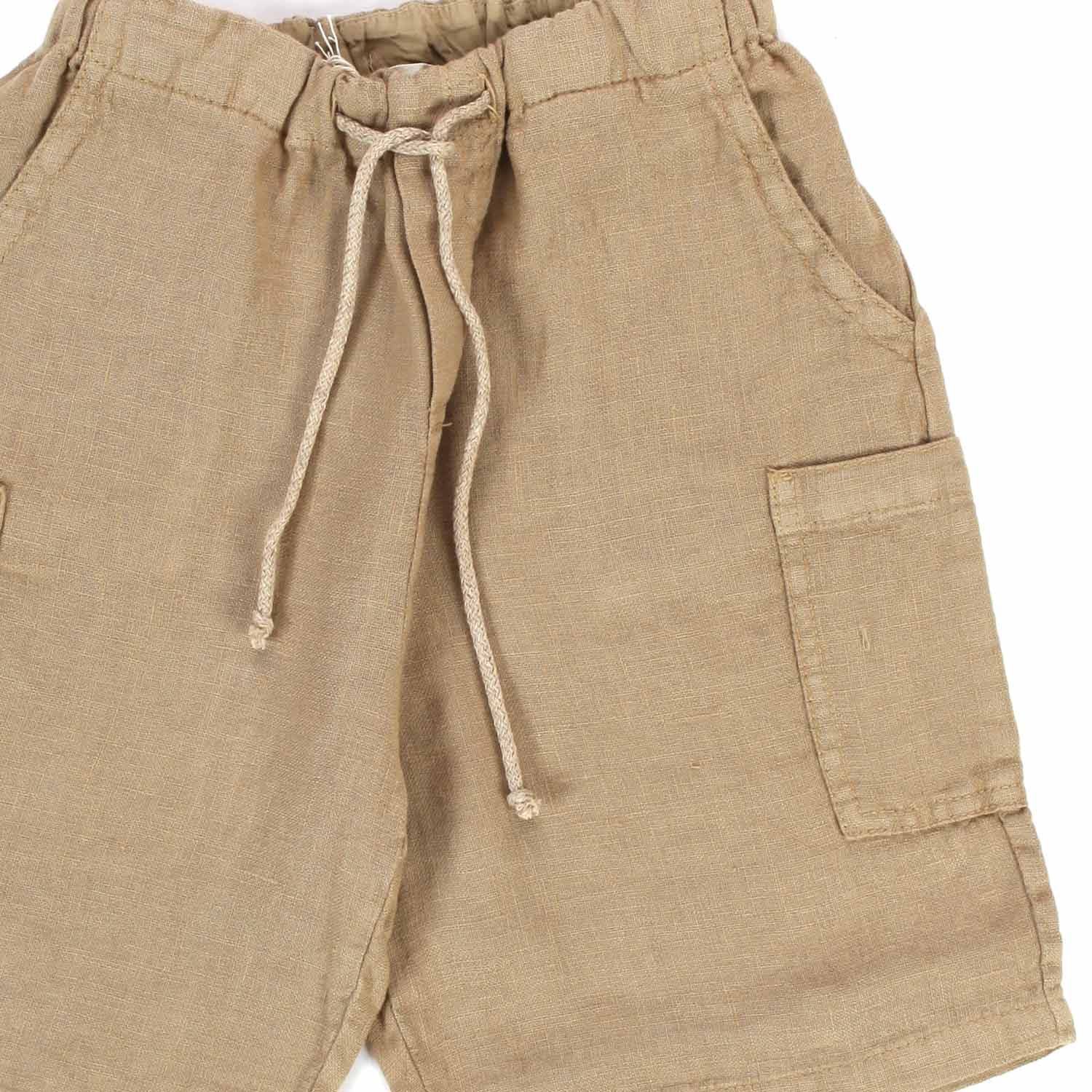 BERMUDA DI LINO COLOR CANAPA BAMBINO - annameglio.com abbigliamento moda